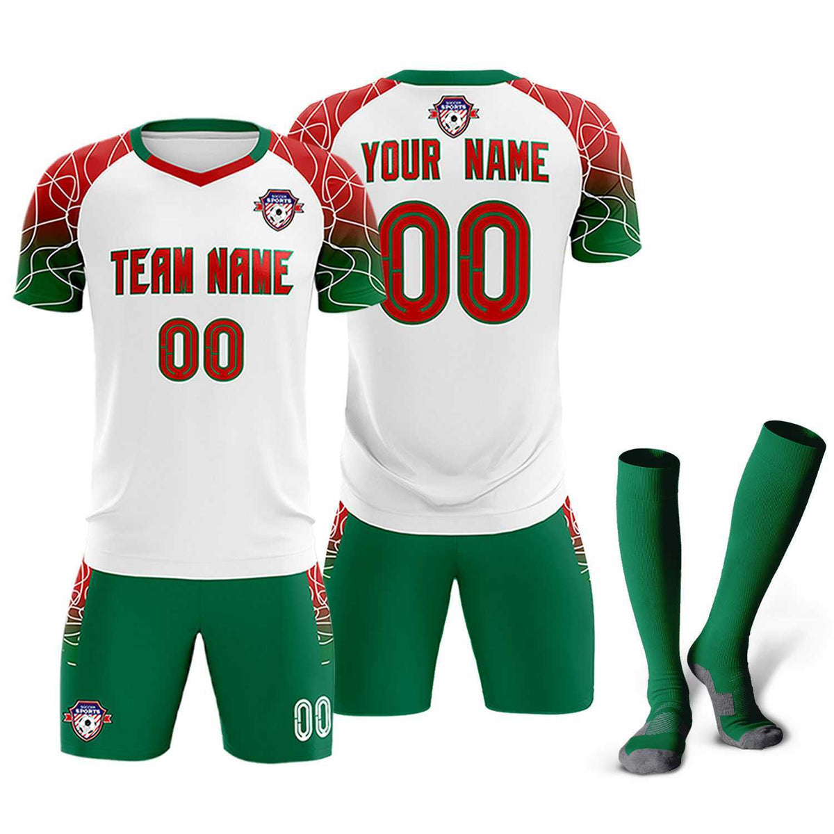 Custom White Classic Soccer Training Sets Jersey For Adults/Kids