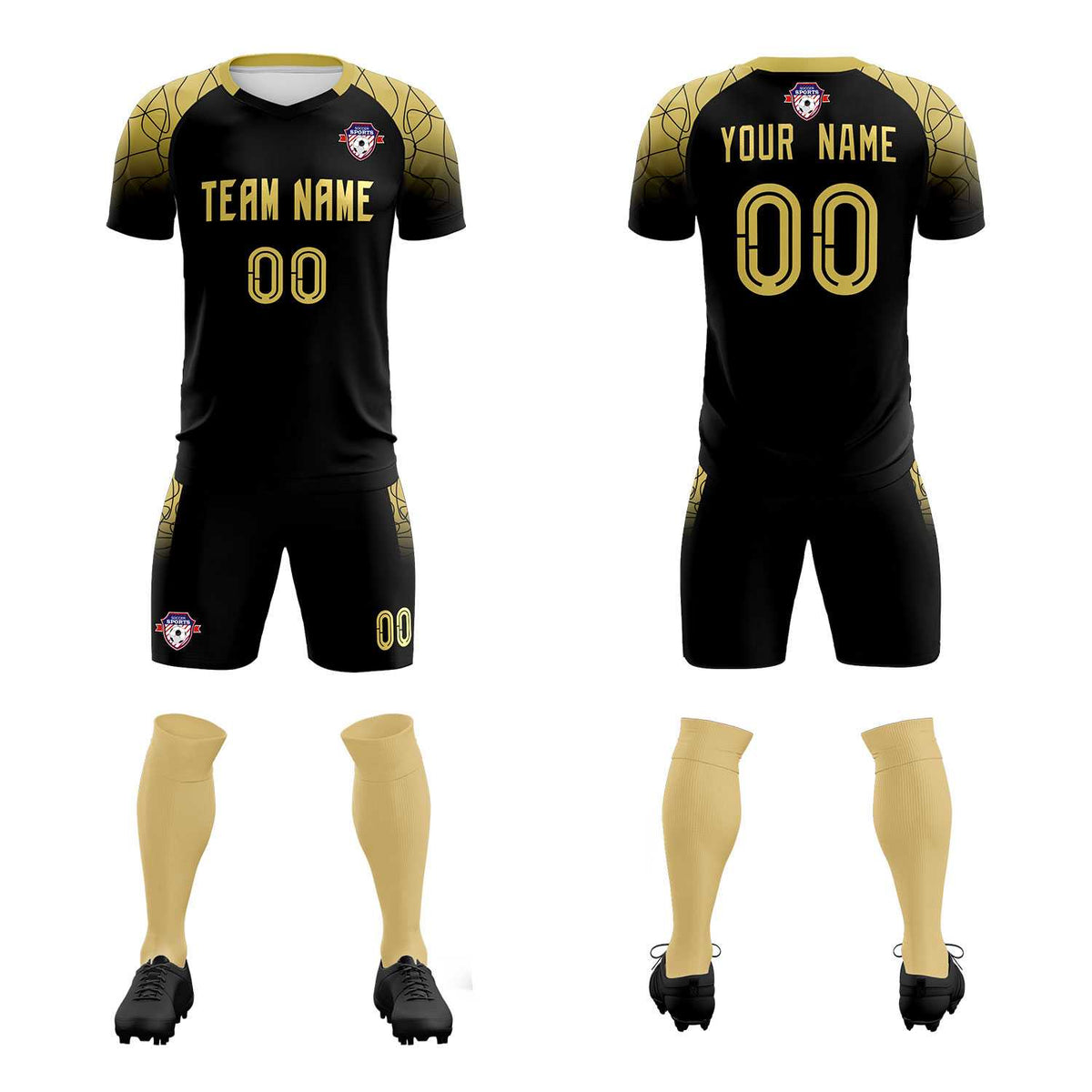 Custom Black Classic Soccer Training Sets Jersey For Adults/Kids