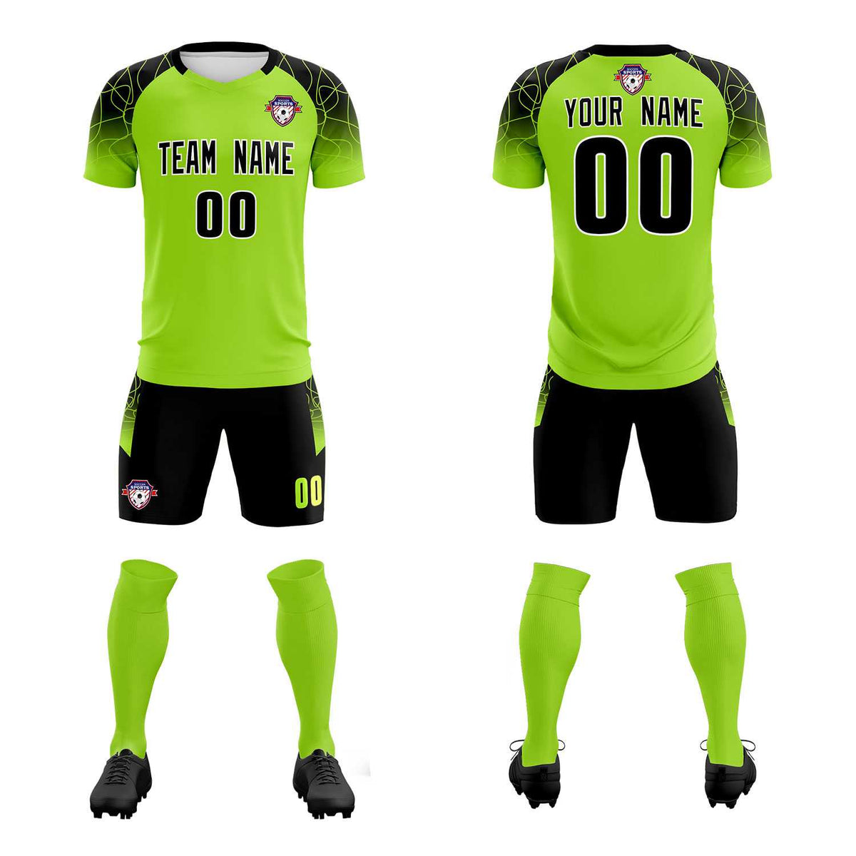 Custom Neon Green Classic Soccer Training Sets Jersey For Adults/Kids