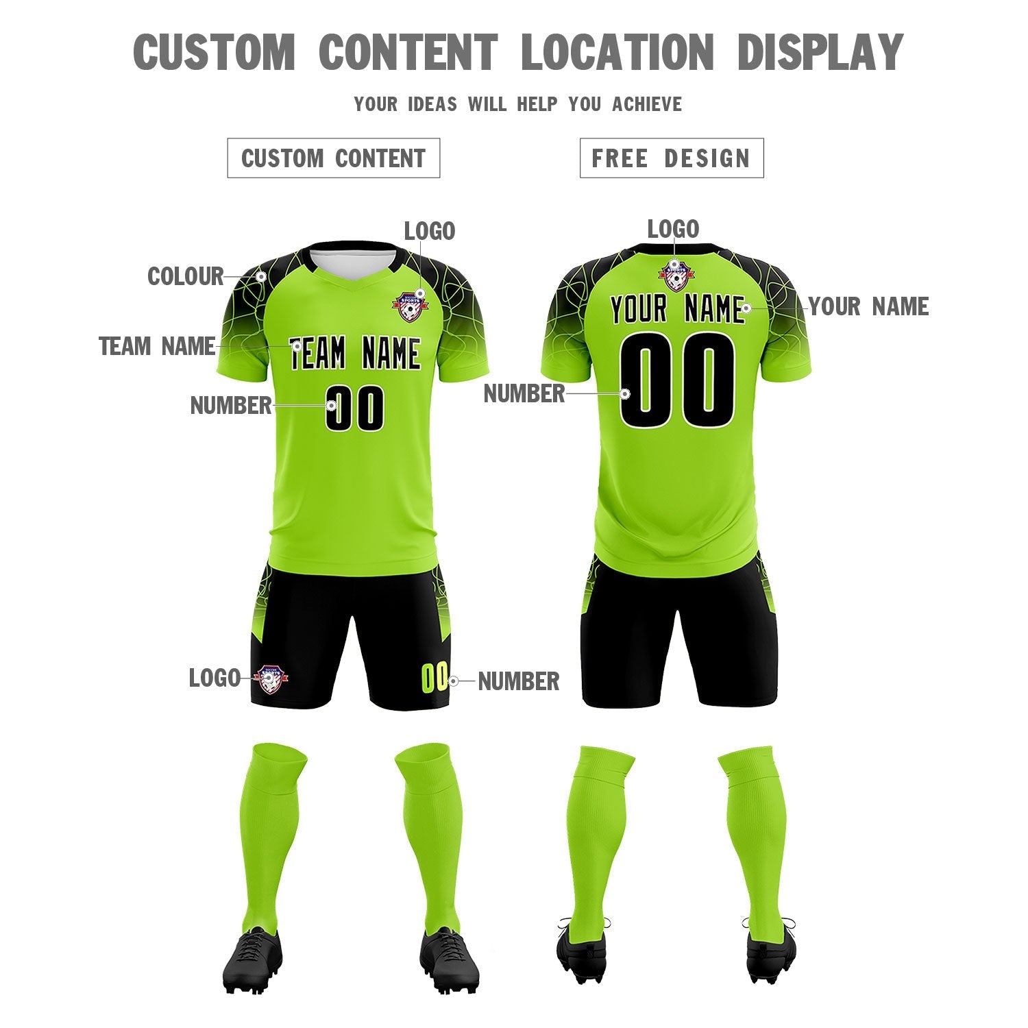 Custom Neon Green Classic Soccer Training Sets Jersey For Adults/Kids
