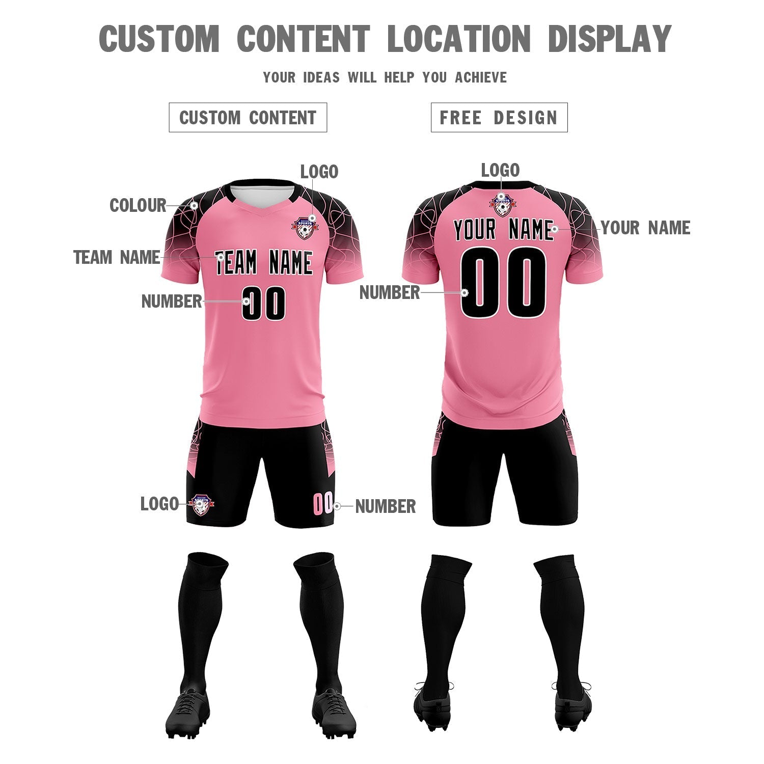 Custom Light Pink Classic Soccer Training Sets Jersey For Adults/Kids