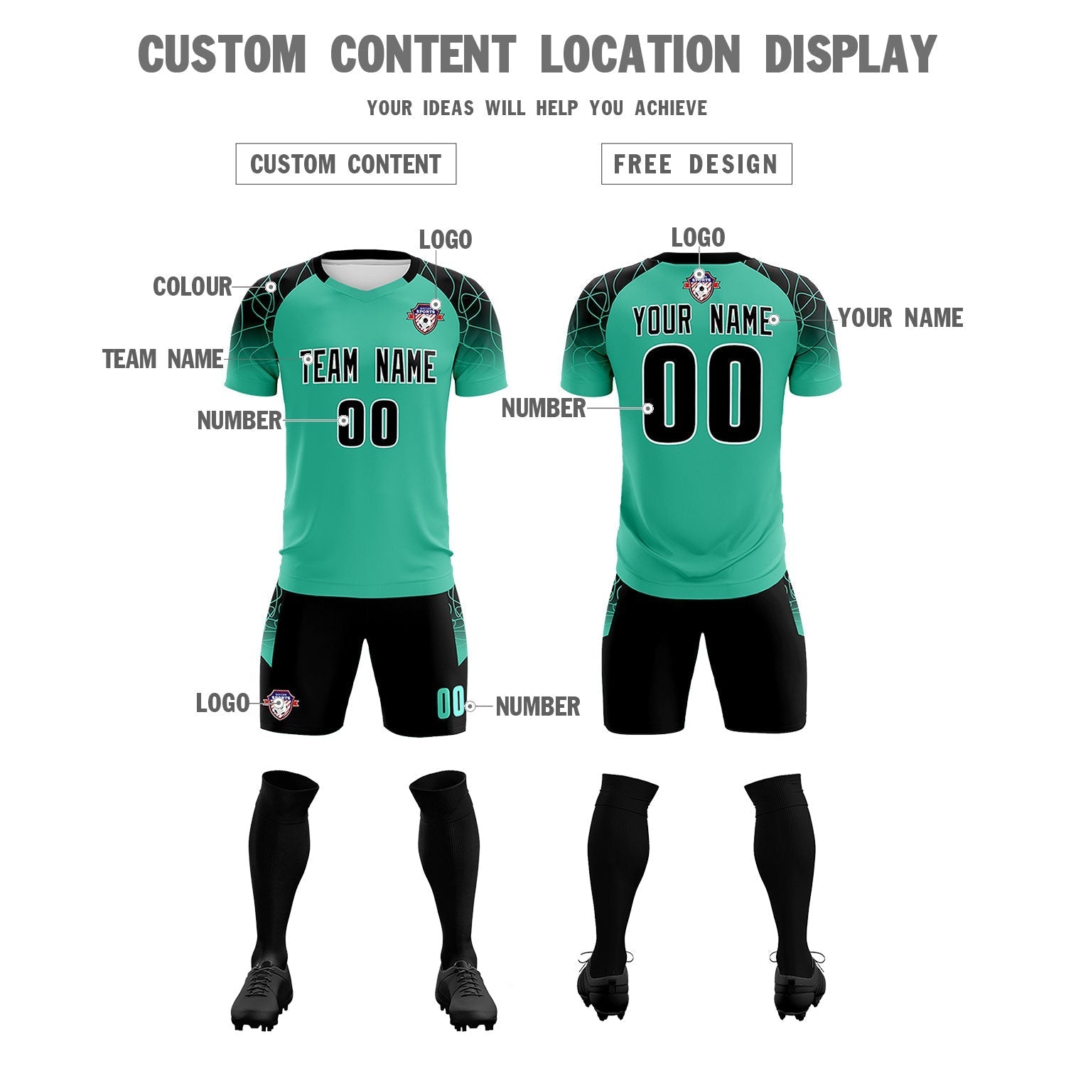 Custom Green Classic Soccer Training Sets Jersey For Adults/Kids