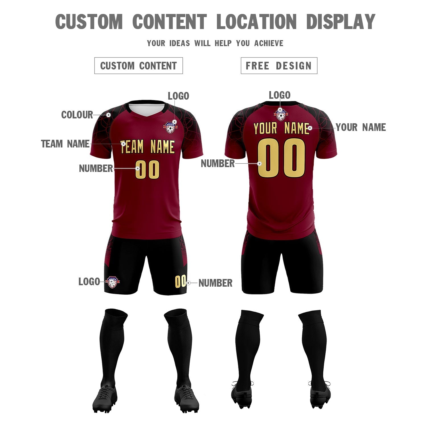 Custom Crimson Classic Soccer Training Sets Jersey For Adults/Kids