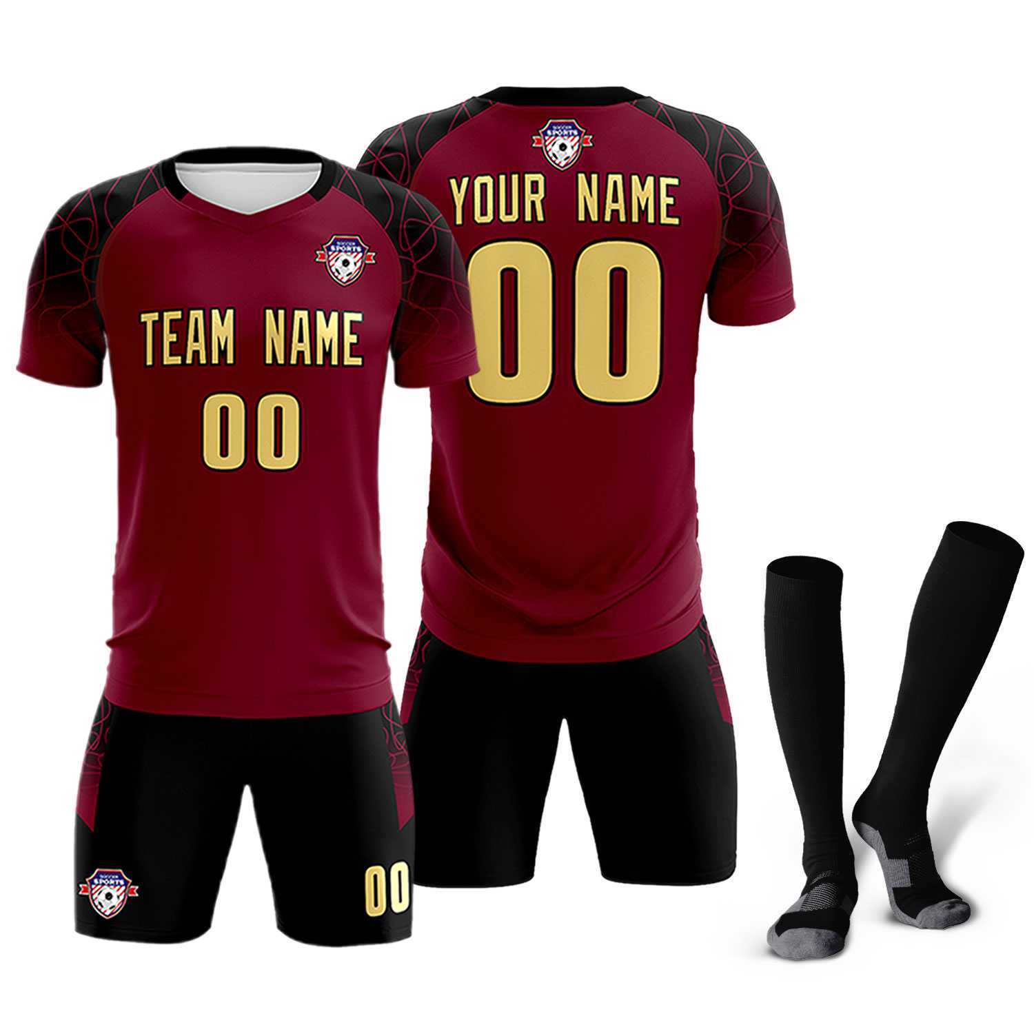 Custom Crimson Classic Soccer Training Sets Jersey For Adults/Kids