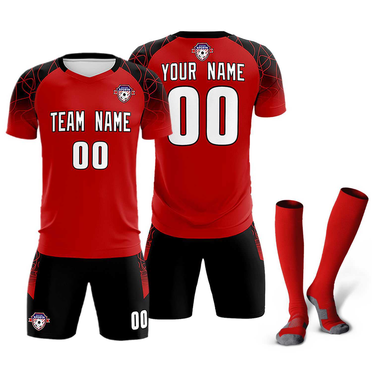 Custom Red Classic Soccer Training Sets Jersey For Adults/Kids