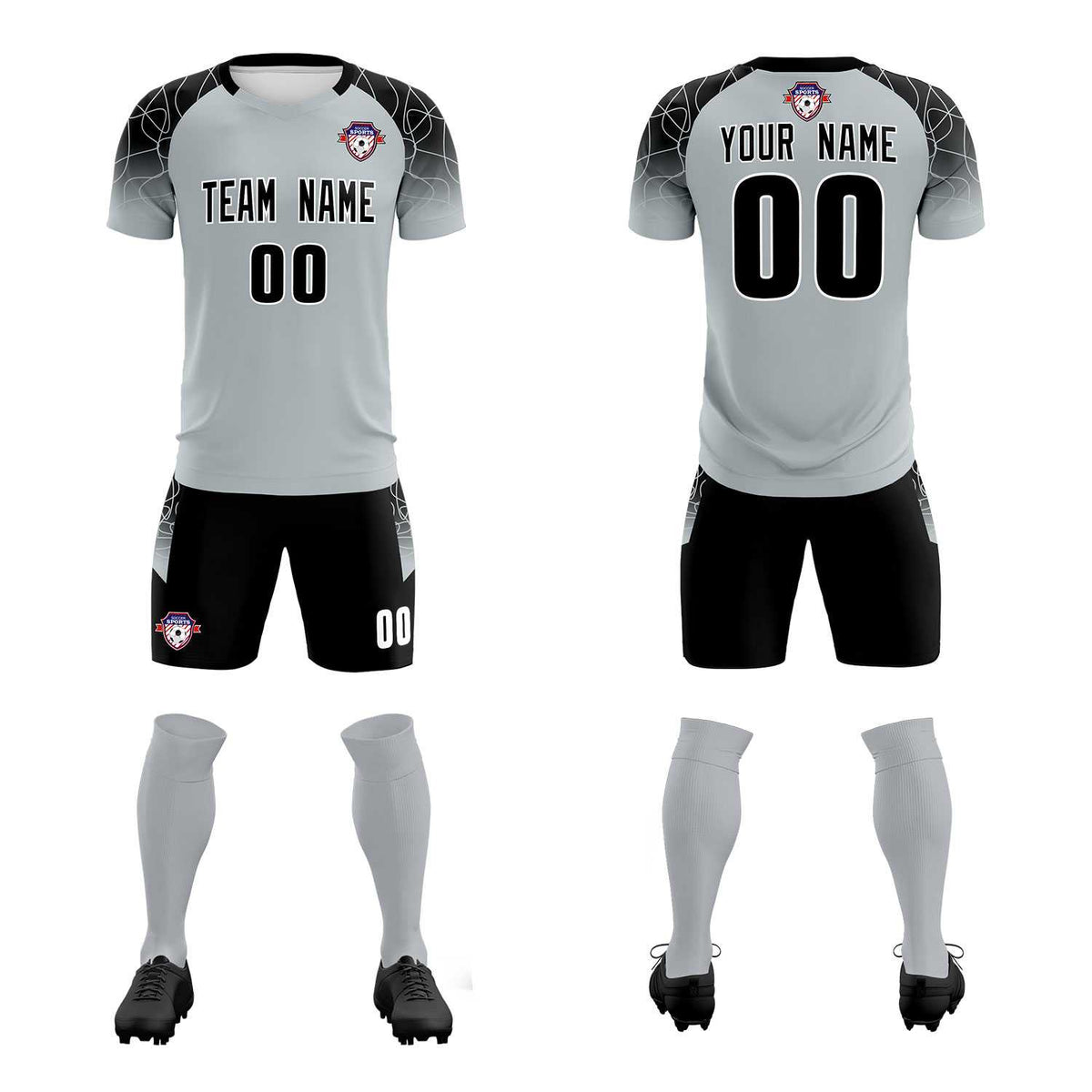 Custom Silver Classic Soccer Training Sets Jersey For Adults/Kids