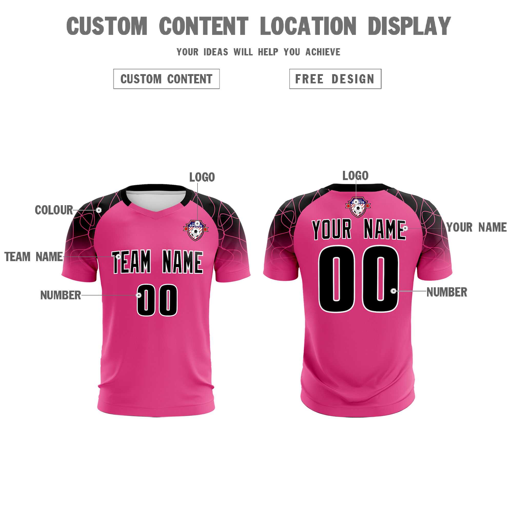 Custom Rose Red Classic Soccer Training Sets Jersey For Adults/Kids