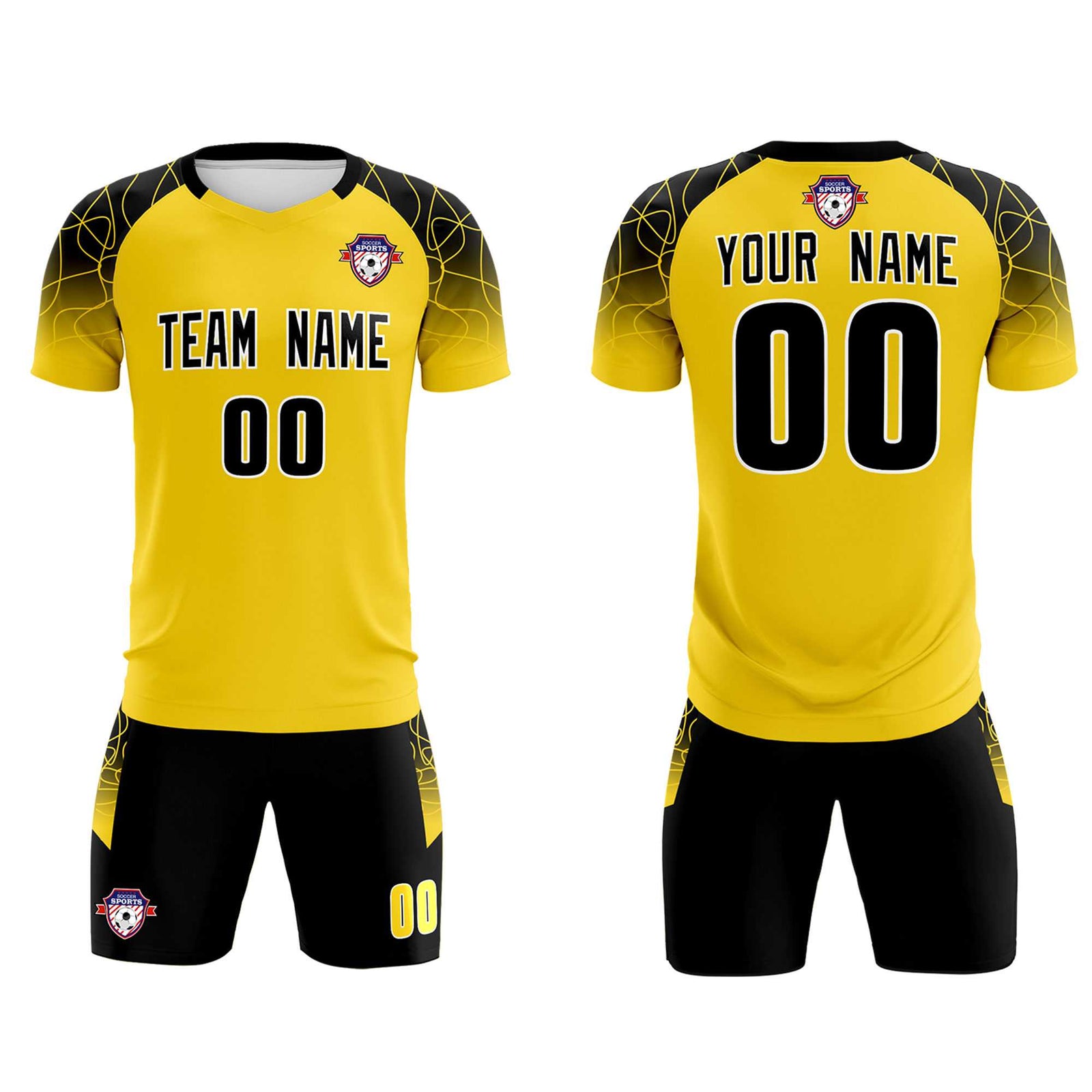 Custom Gold Classic Soccer Training Sets Jersey For Adults/Kids