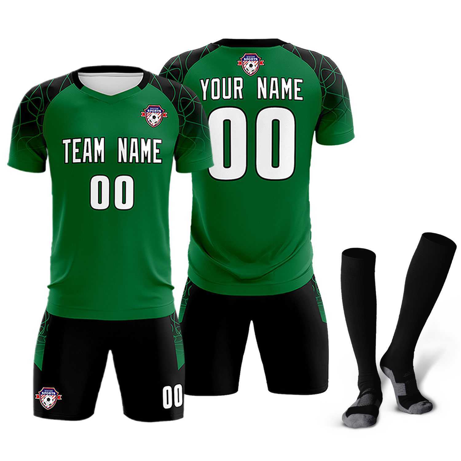 Custom Kelly Green Classic Soccer Training Sets Jersey For Adults/Kids