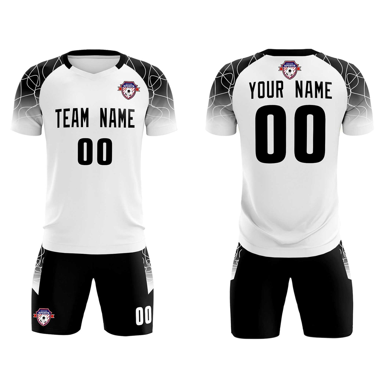 Custom White Classic Soccer Training Sets Jersey For Adults/Kids