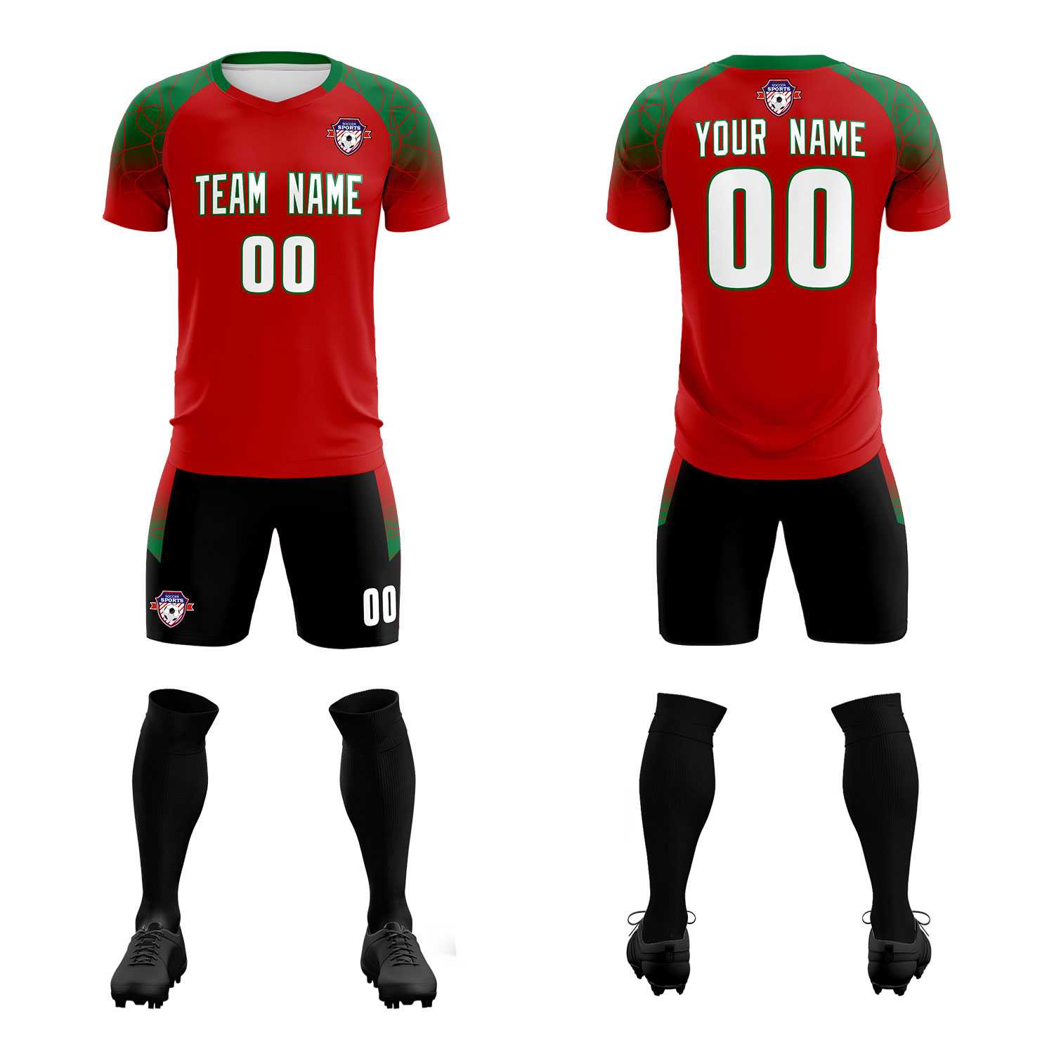 Custom Red Classic Soccer Training Sets Jersey For Adults/Kids