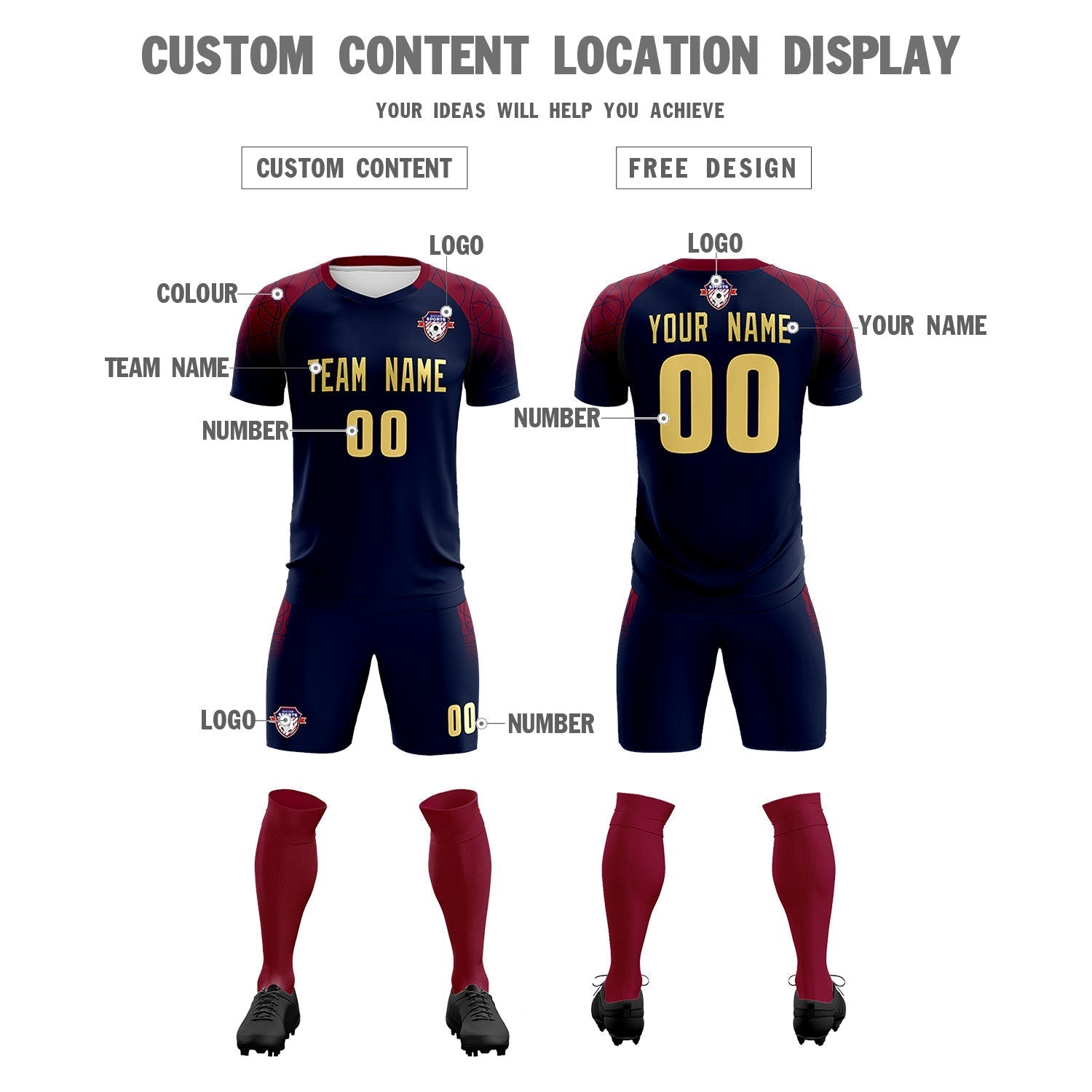 Custom Navy Classic Soccer Training Sets Jersey For Adults/Kids