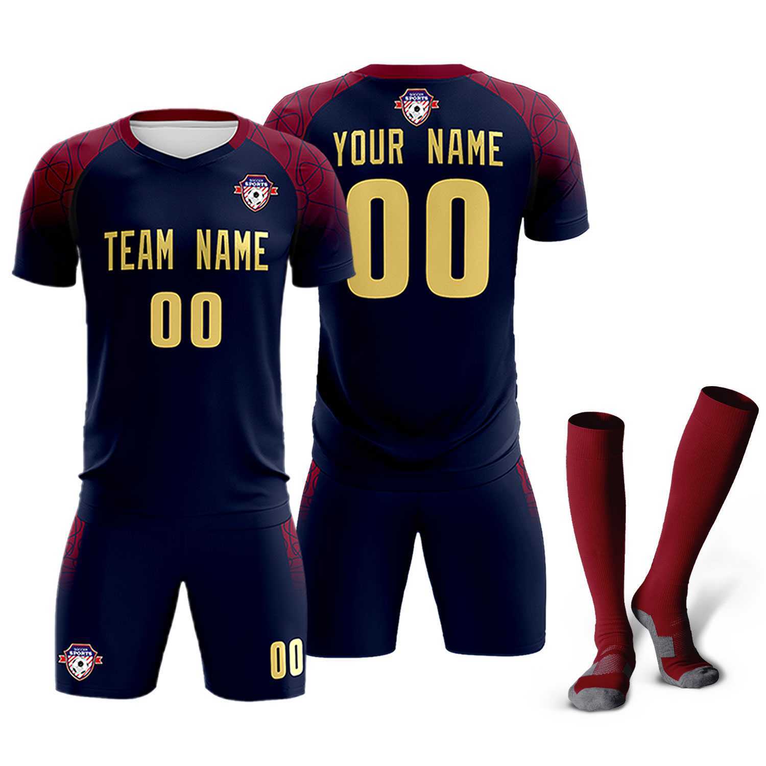 Custom Navy Classic Soccer Training Sets Jersey For Adults/Kids