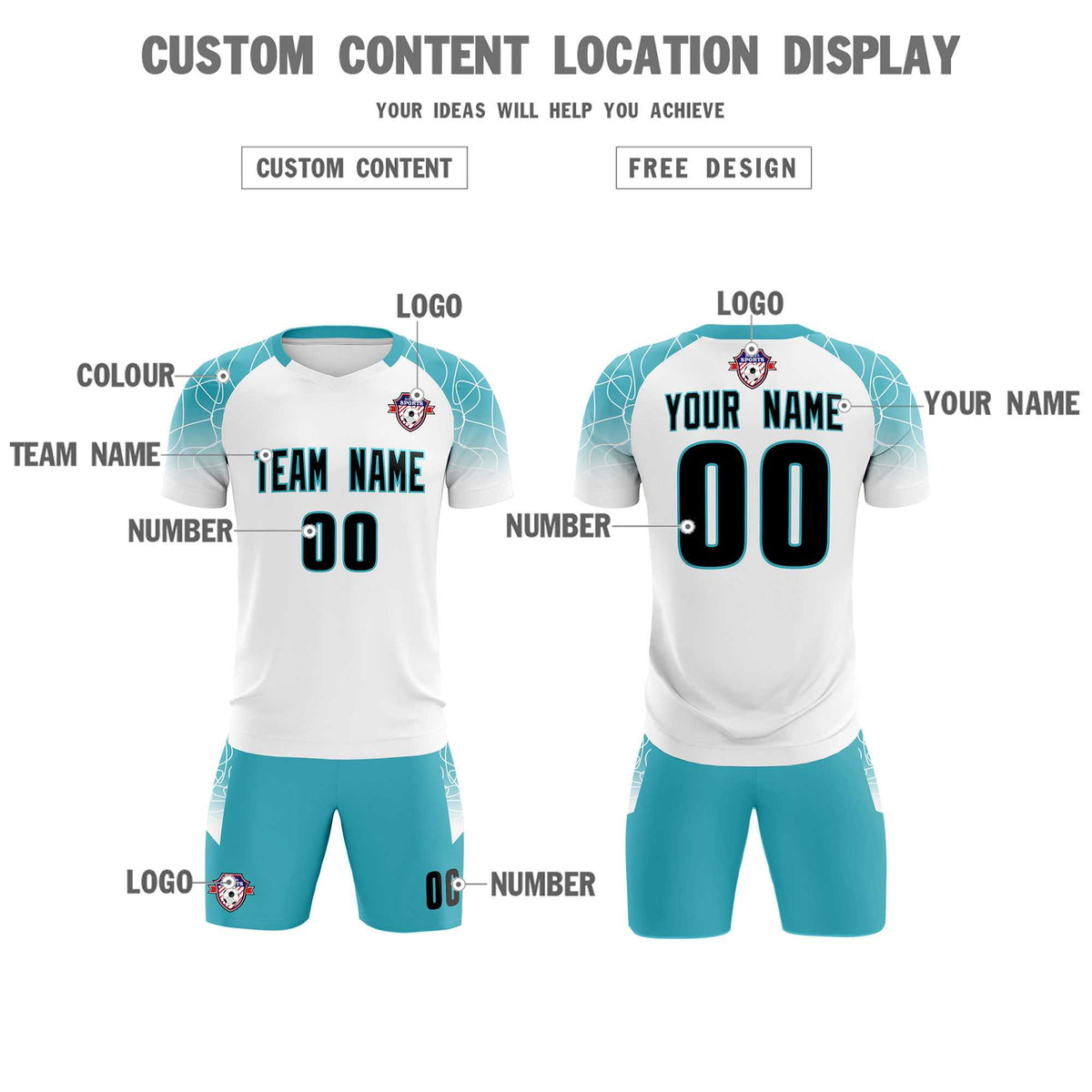 Custom White Classic Soccer Training Sets Jersey For Adults/Kids