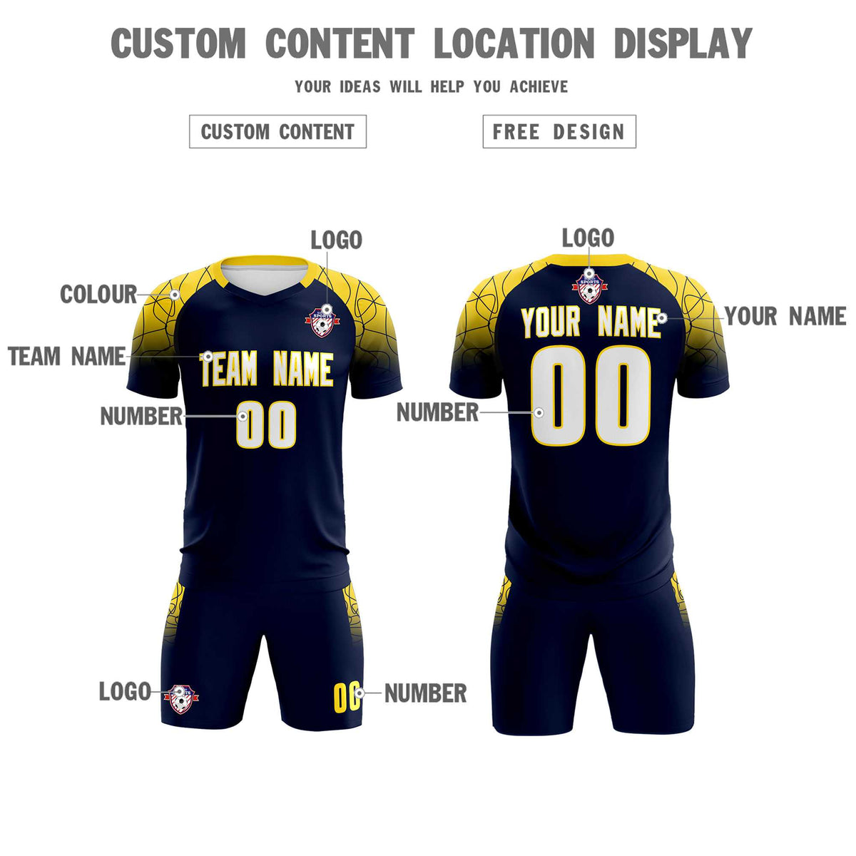 Custom Navy Classic Soccer Training Sets Jersey For Adults/Kids
