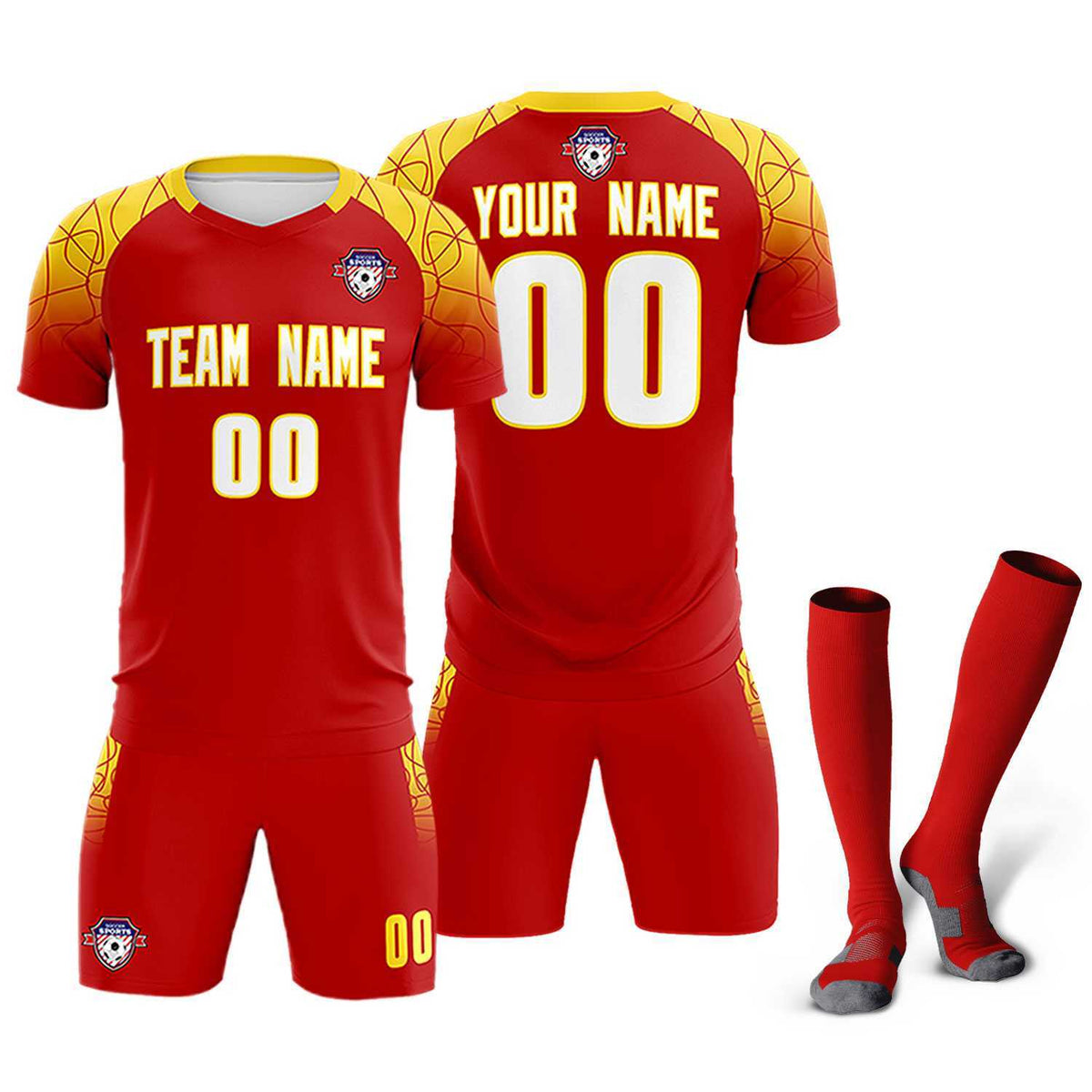 Custom Red Classic Soccer Training Sets Jersey For Adults/Kids