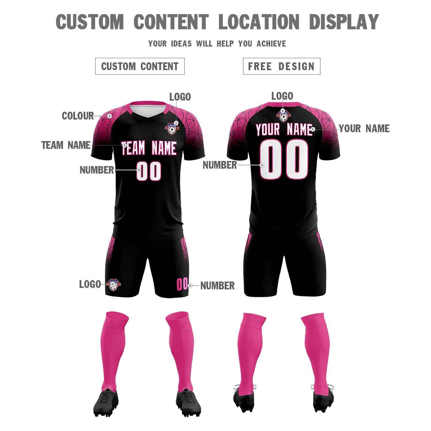 Custom Black Classic Soccer Training Sets Jersey For Adults/Kids