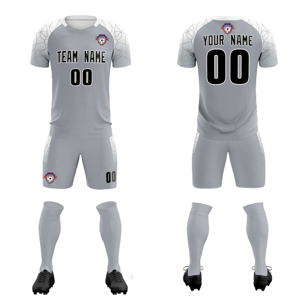 Custom Silver Classic Soccer Training Sets Jersey For Adults/Kids