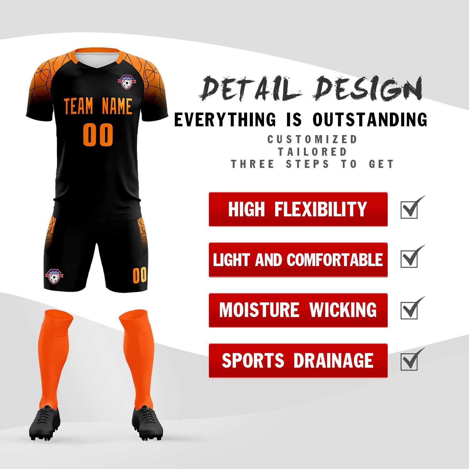 Custom Black Classic Soccer Training Sets Jersey For Adults/Kids