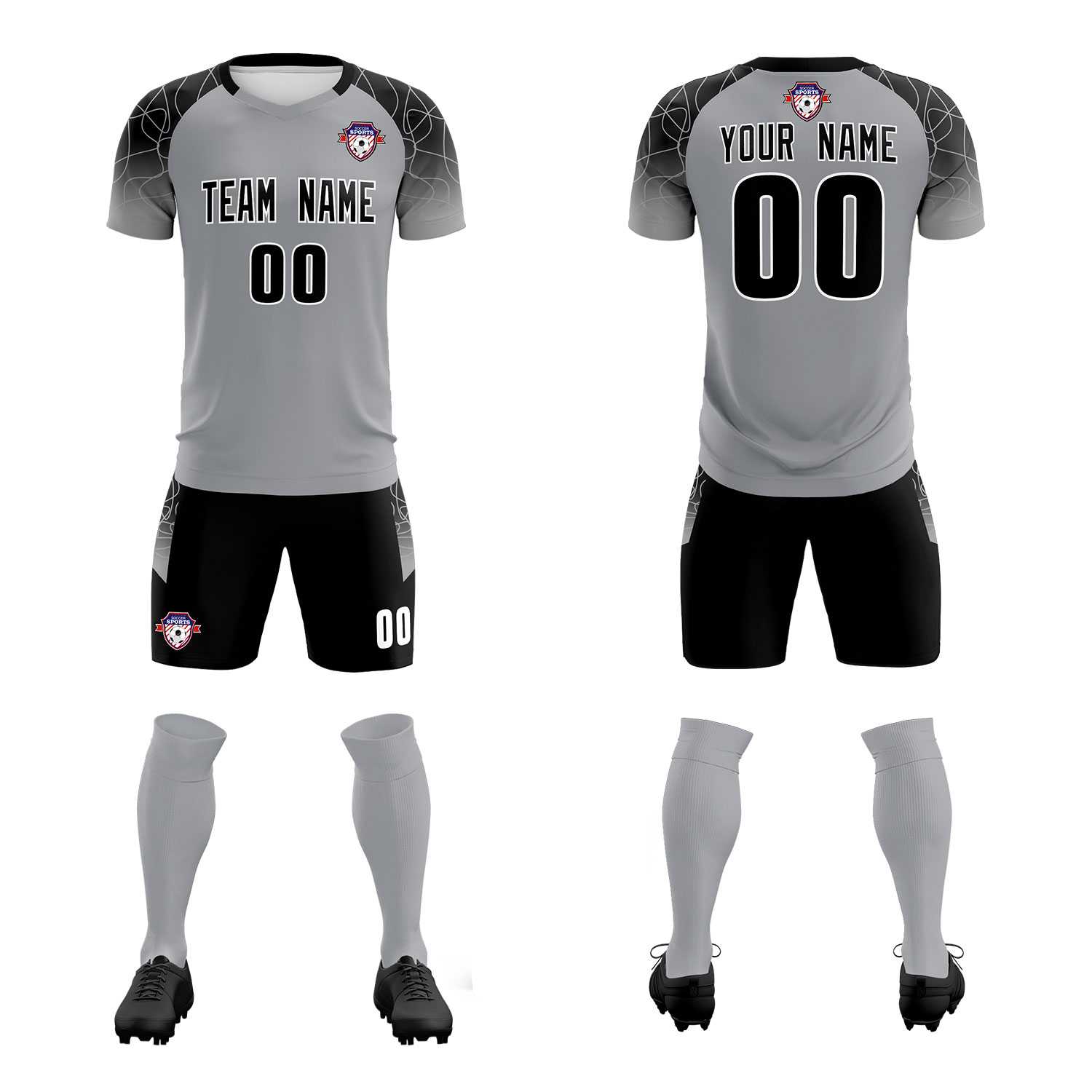 Custom Silver Classic Soccer Training Sets Jersey For Adults/Kids