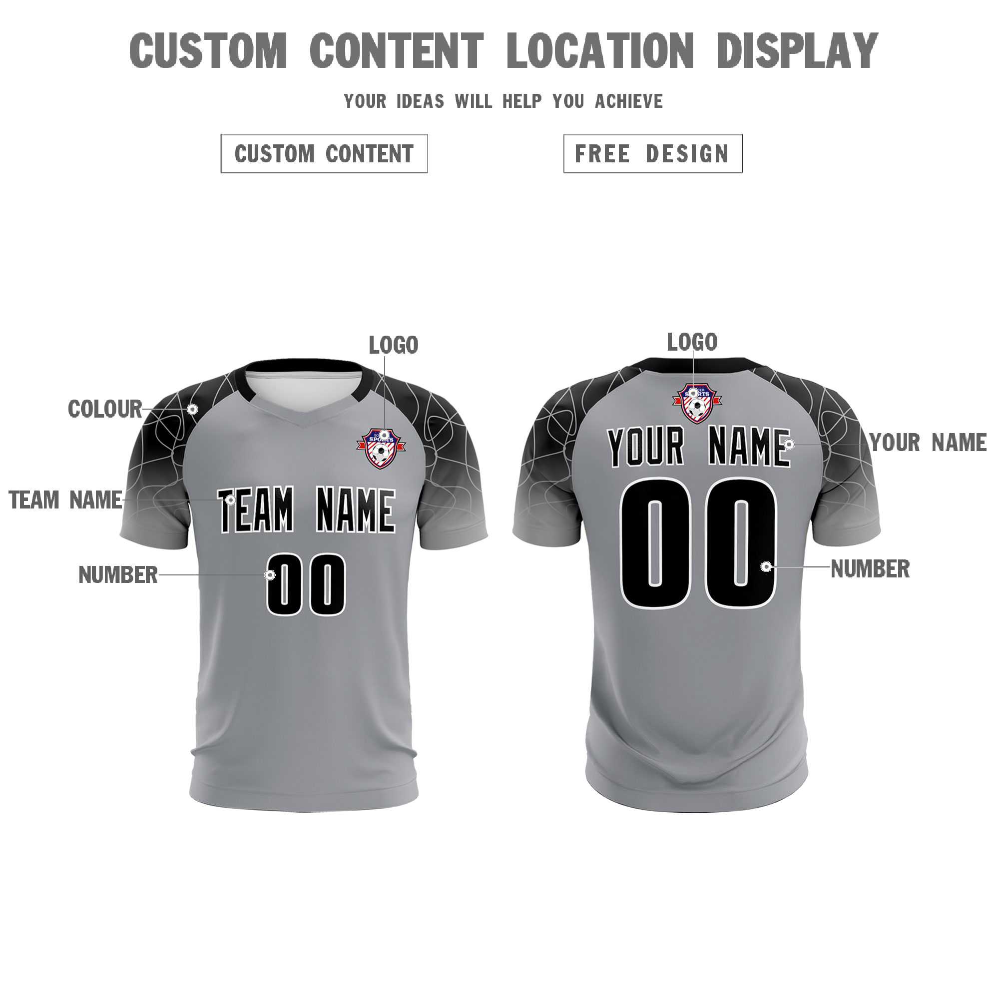Custom Silver Classic Soccer Training Sets Jersey For Adults/Kids