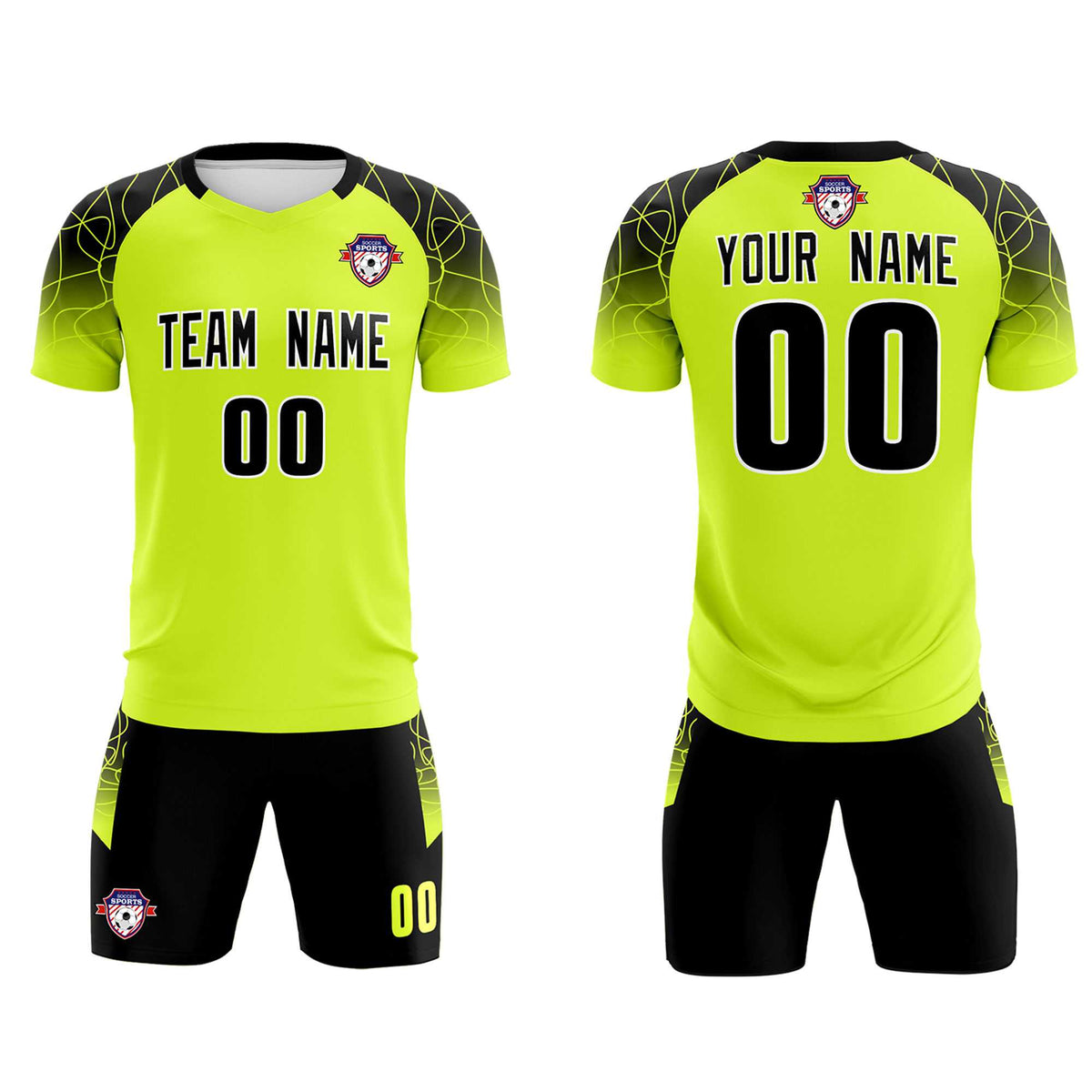 Custom Neon Green Classic Soccer Training Sets Jersey For Adults/Kids