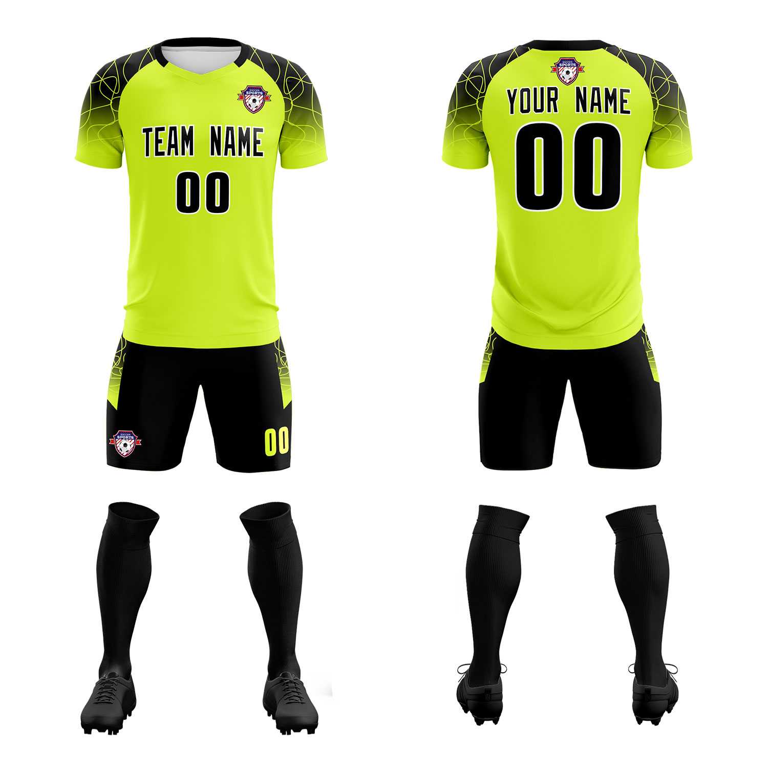 Custom Neon Green Classic Soccer Training Sets Jersey For Adults/Kids