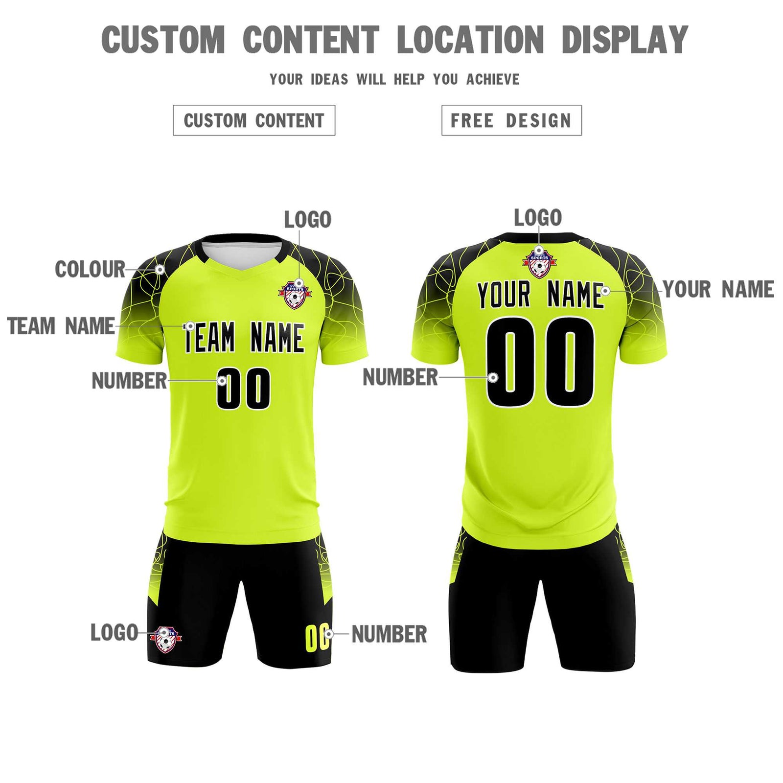 Custom Neon Green Classic Soccer Training Sets Jersey For Adults/Kids