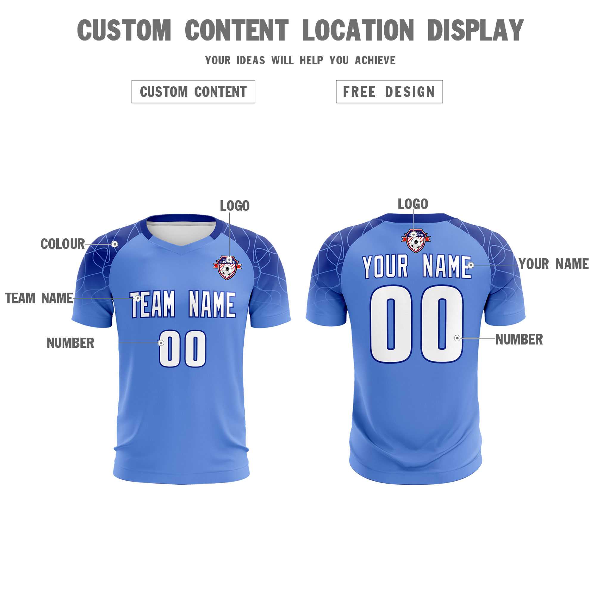 Custom Light Blue Classic Soccer Training Sets Jersey For Adults/Kids