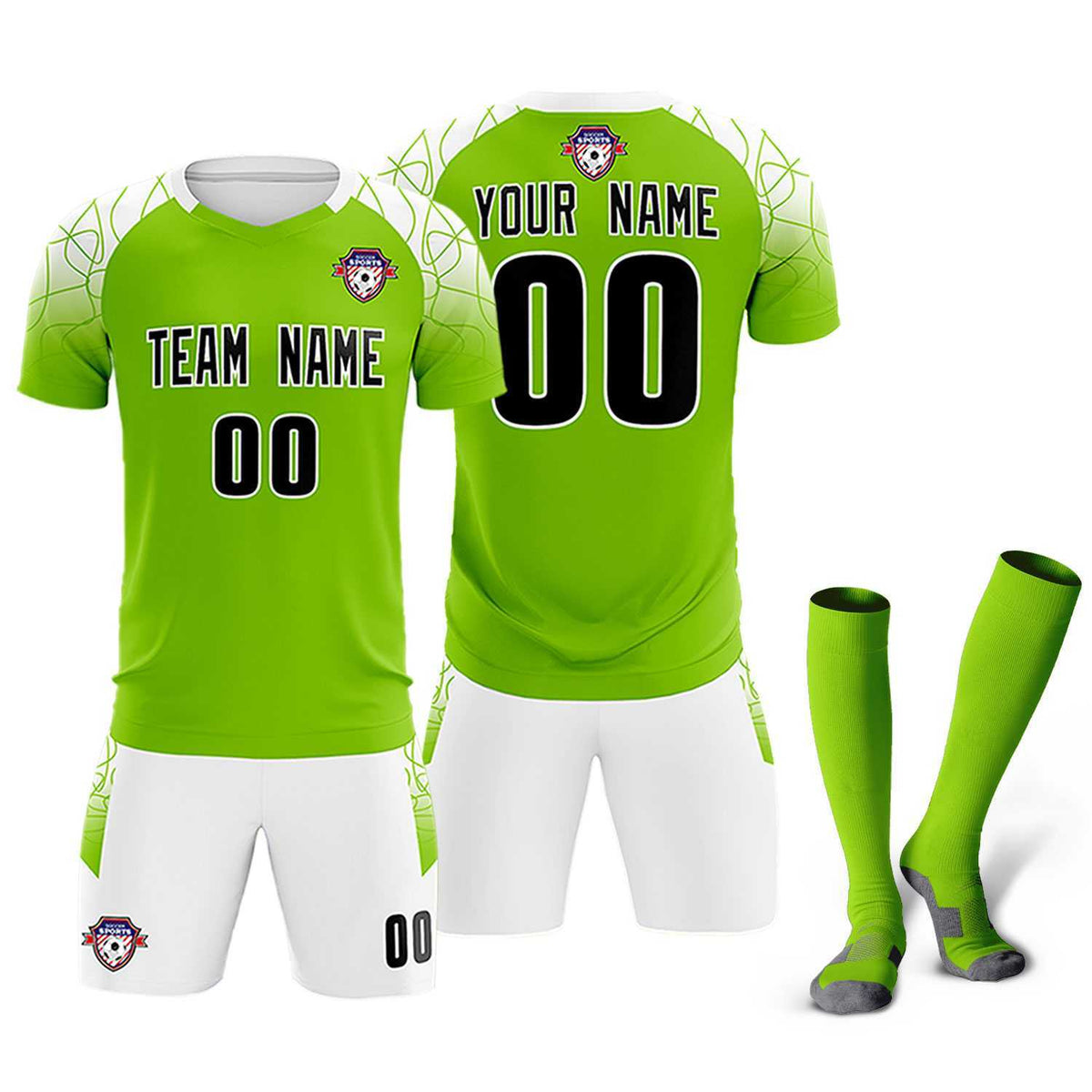 Custom Green Classic Soccer Training Sets Jersey For Adults/Kids