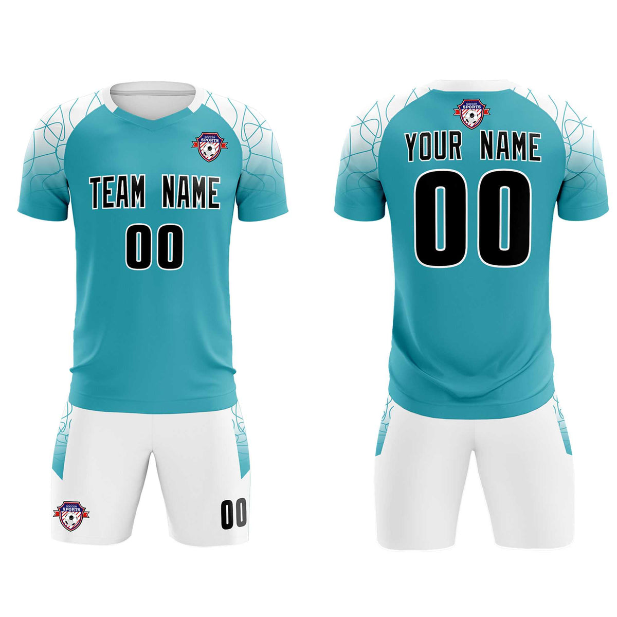 Custom Aqua Classic Soccer Training Sets Jersey For Adults/Kids
