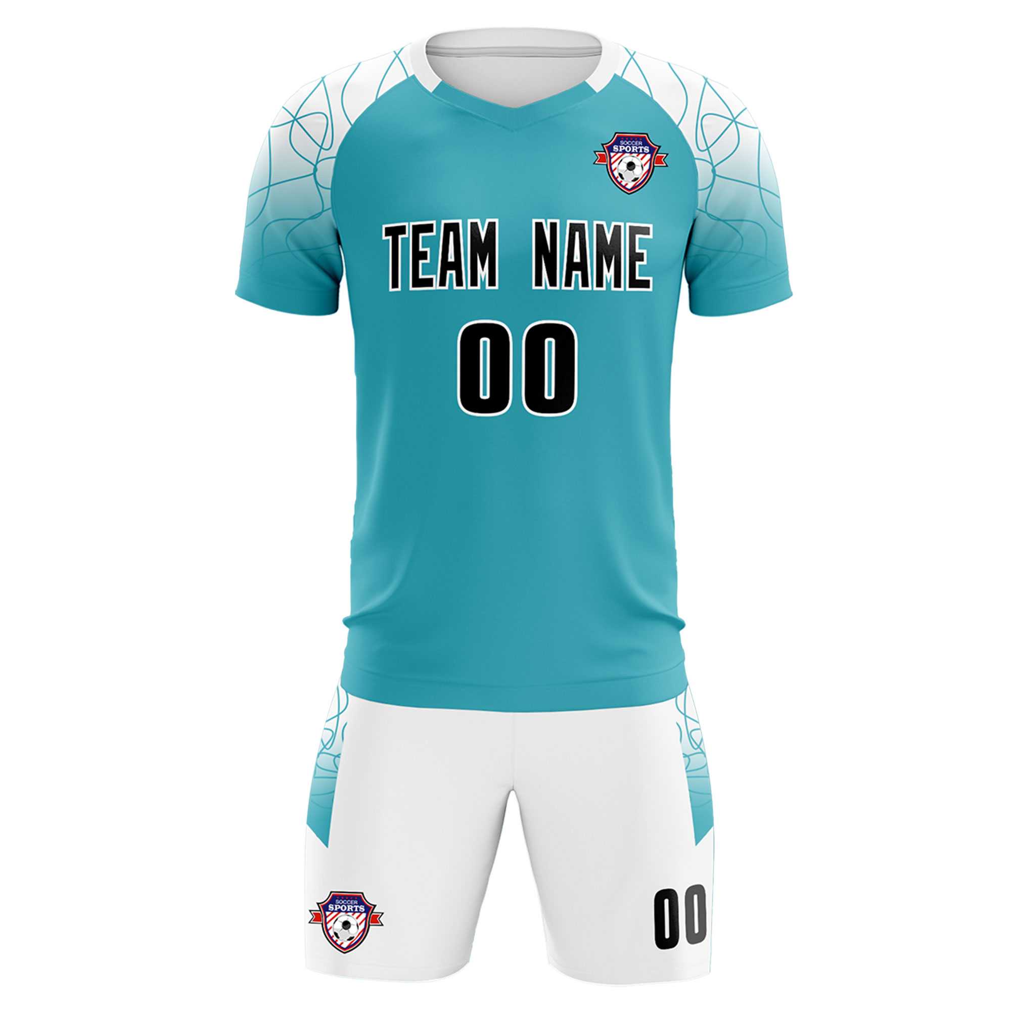 Custom Aqua Classic Soccer Training Sets Jersey For Adults/Kids