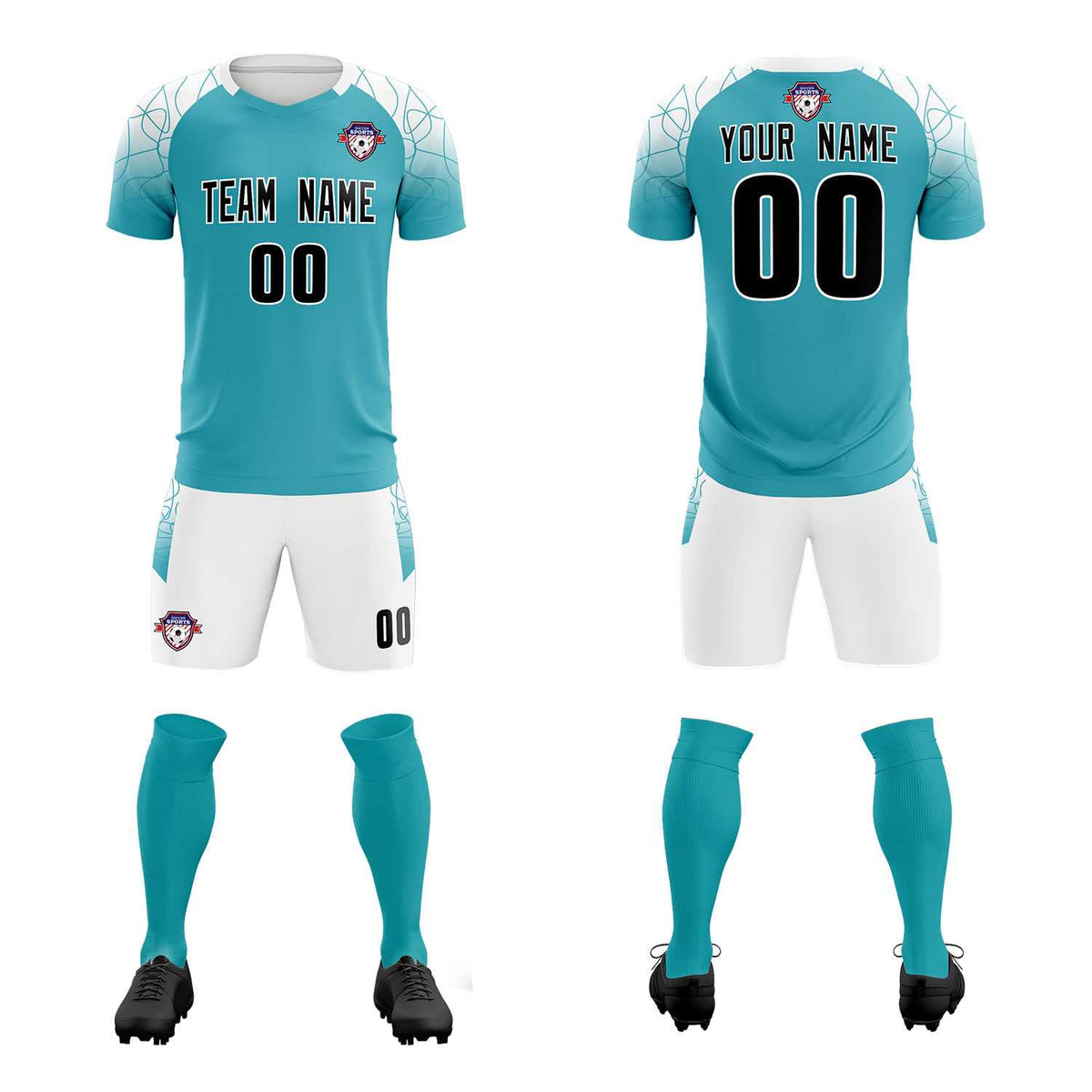 Custom Aqua Classic Soccer Training Sets Jersey For Adults/Kids