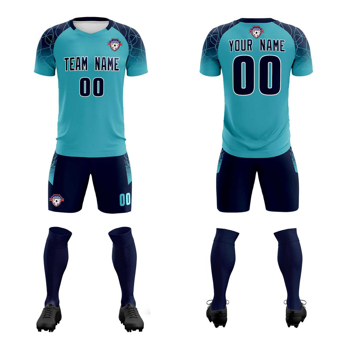Custom Sky Blue Classic Soccer Training Sets Jersey For Adults/Kids
