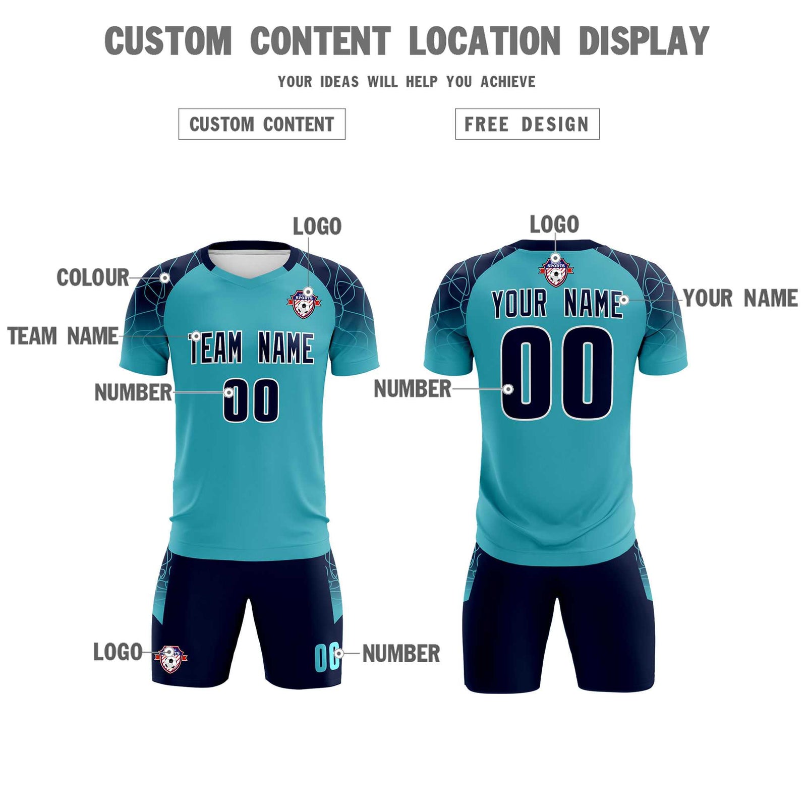 Custom Sky Blue Classic Soccer Training Sets Jersey For Adults/Kids