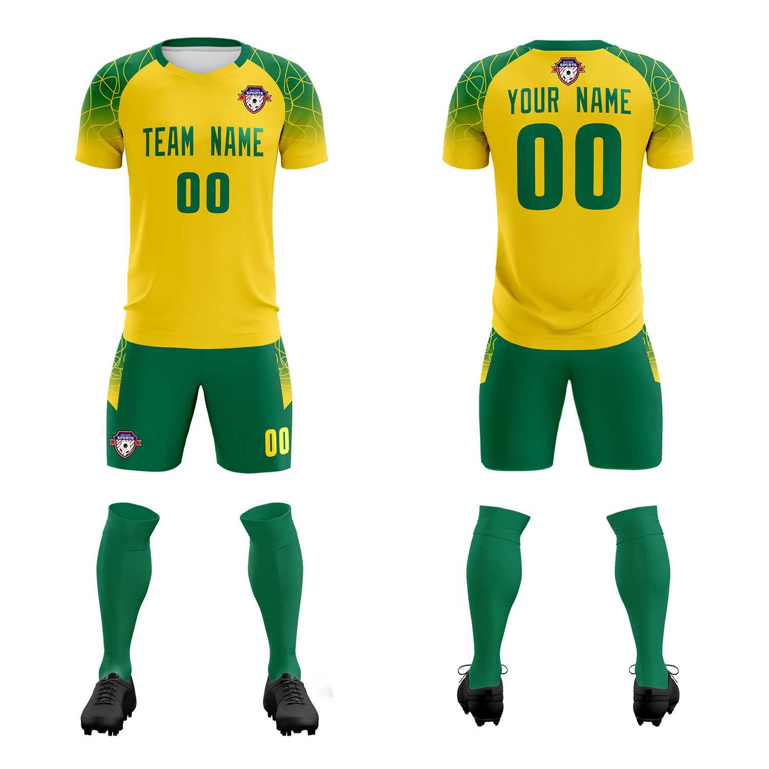 Custom Gold Classic Soccer Training Sets Jersey For Adults/Kids