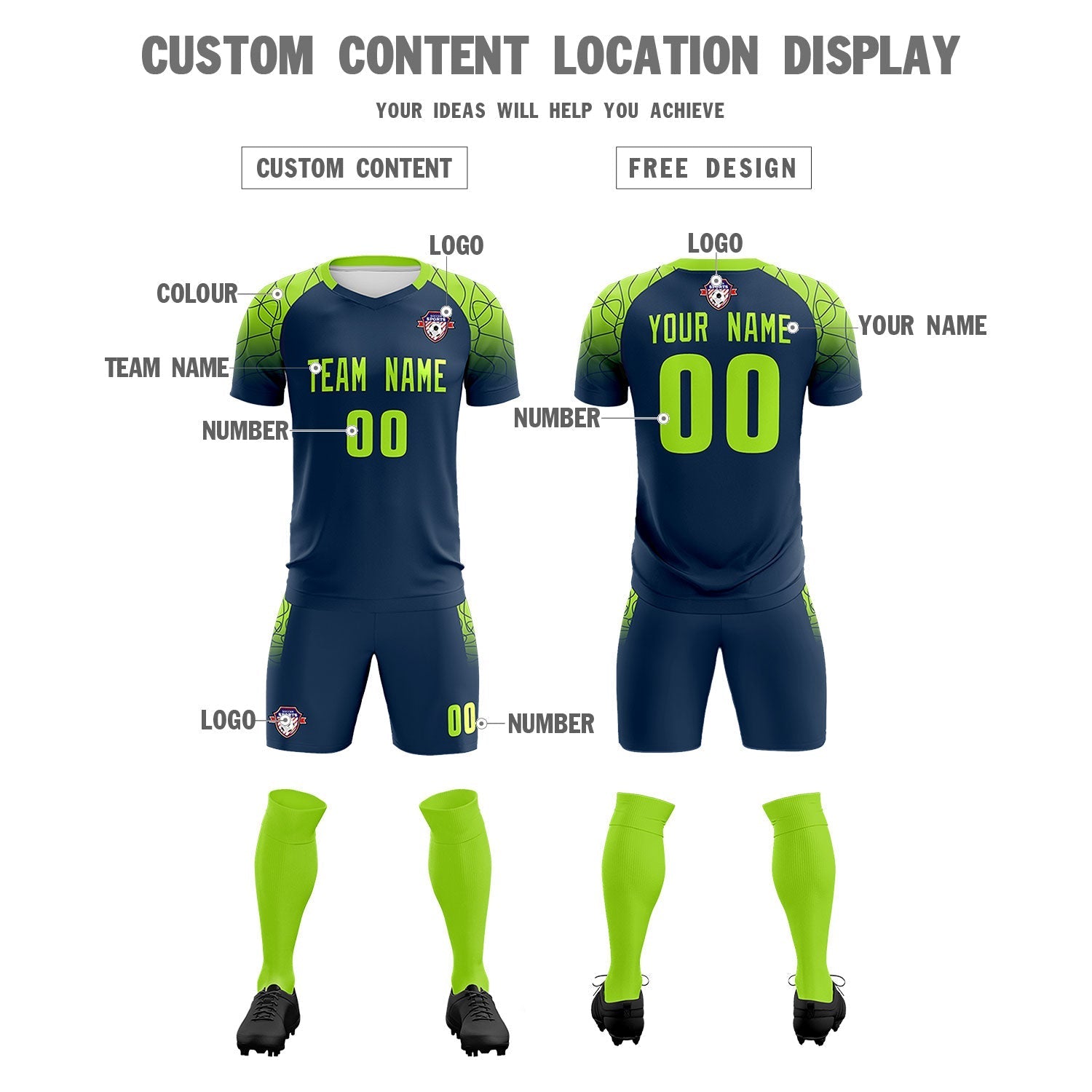 Custom Midnight Blue Classic Soccer Training Sets Jersey For Adults/Kids