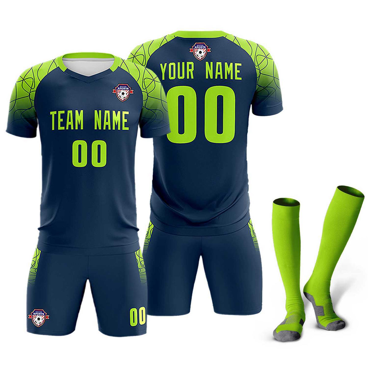 Custom Midnight Blue Classic Soccer Training Sets Jersey For Adults/Kids