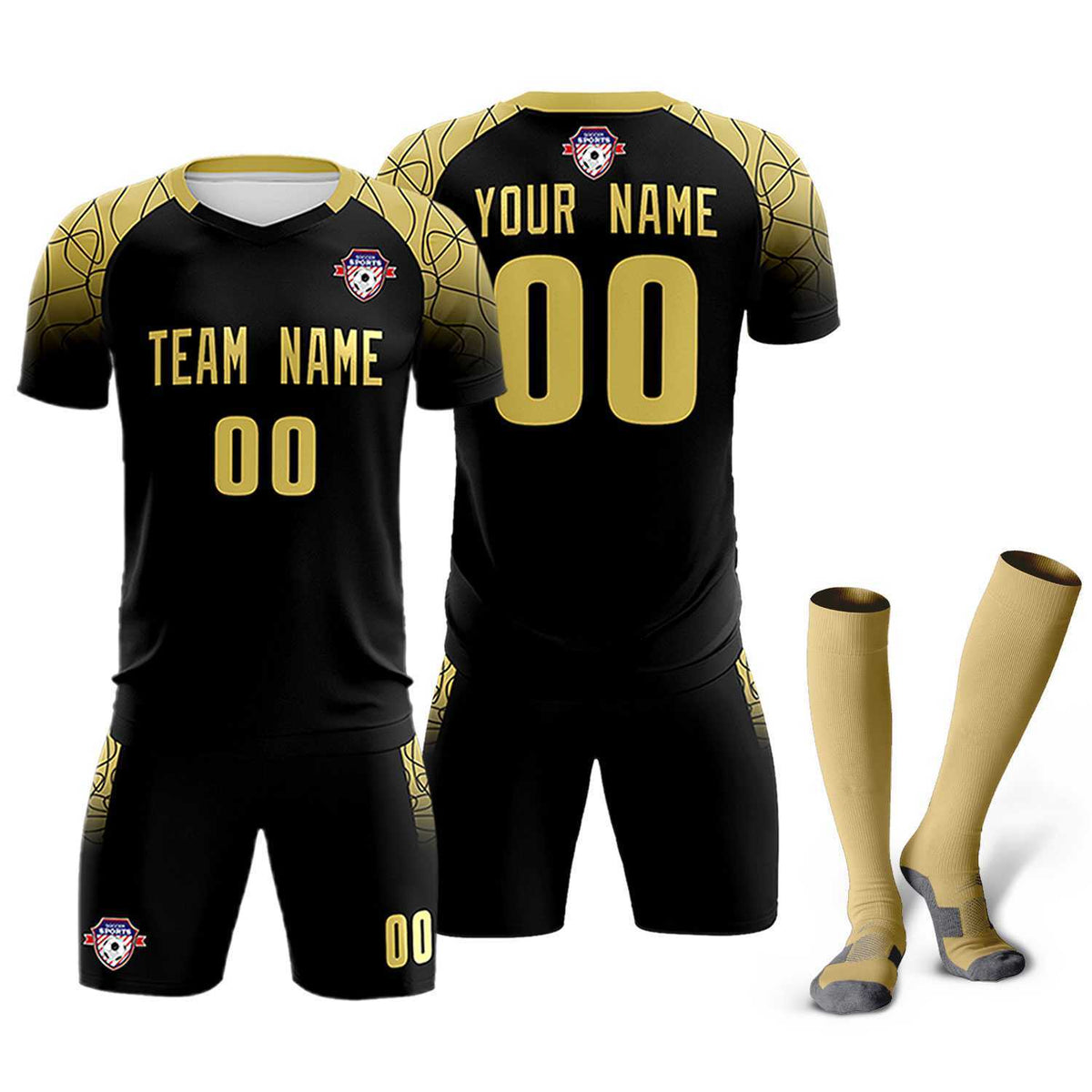 Custom Black Classic Soccer Training Sets Jersey For Adults/Kids