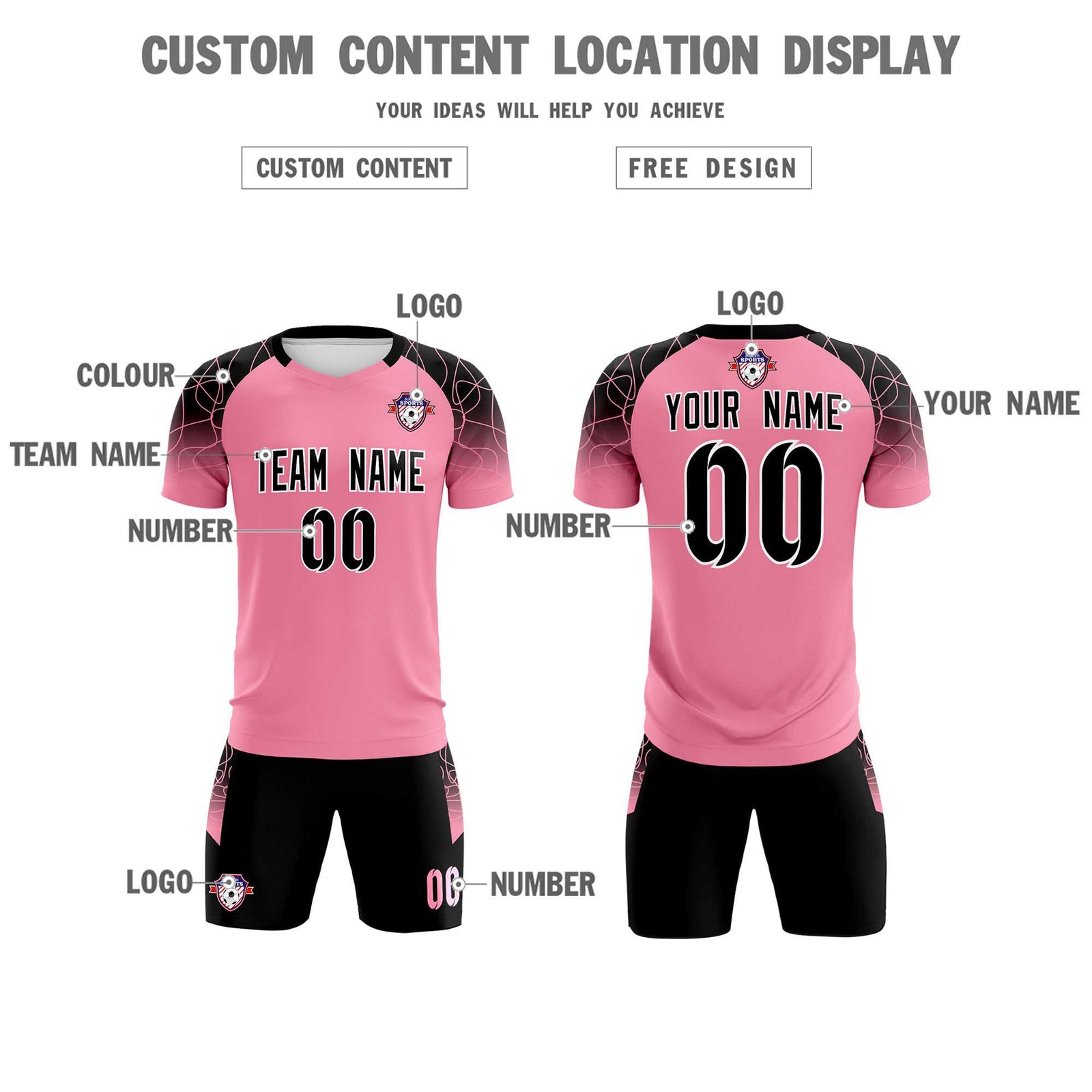 Custom Light Pink Classic Soccer Training Sets Jersey For Adults/Kids