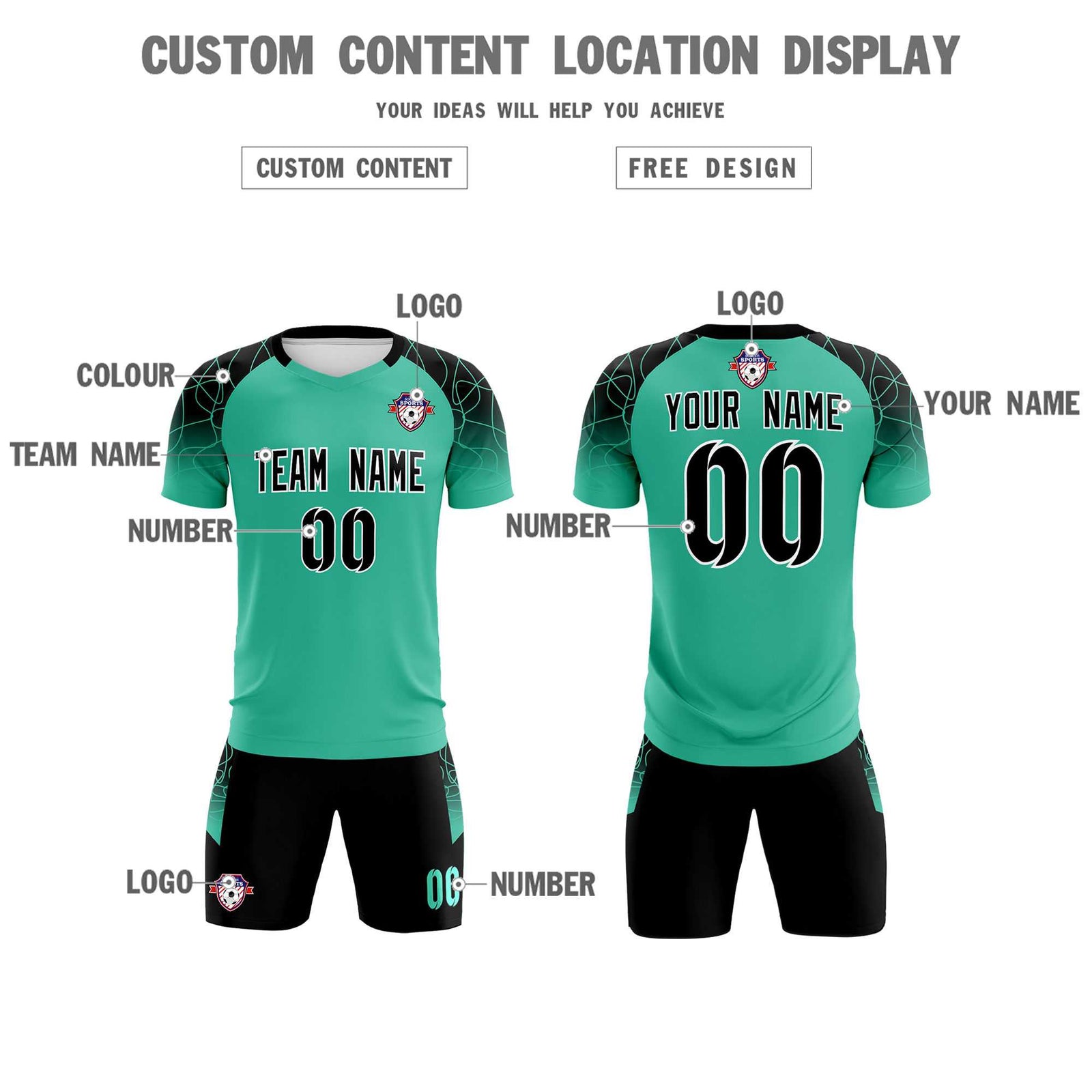 Custom Green Classic Soccer Training Sets Jersey For Adults/Kids