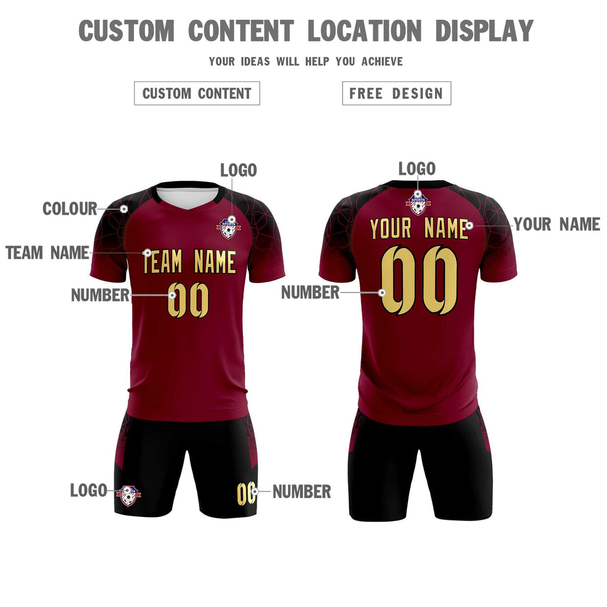 Custom Crimson Classic Soccer Training Sets Jersey For Adults/Kids