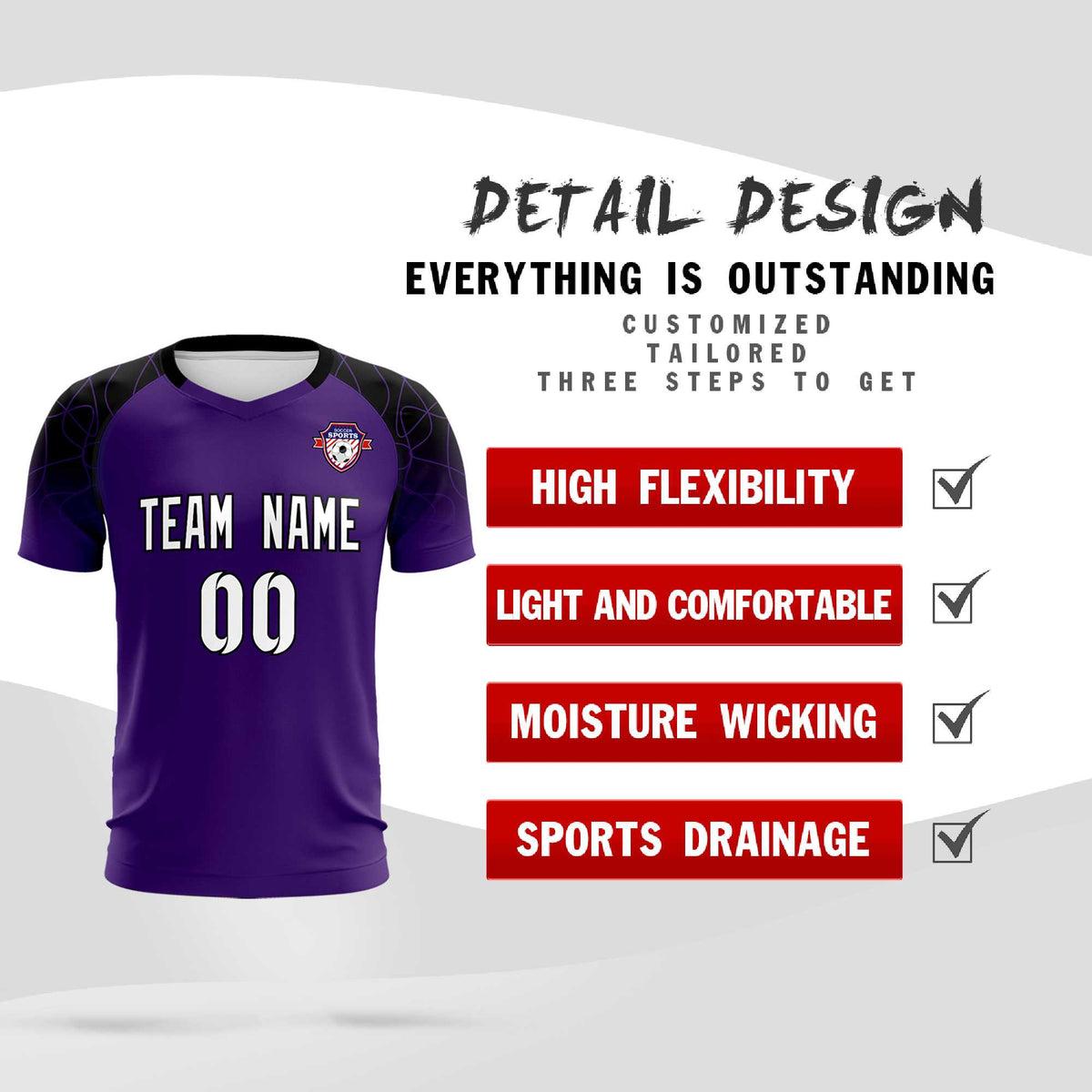 Custom Purple Classic Soccer Training Sets Jersey For Adults/Kids