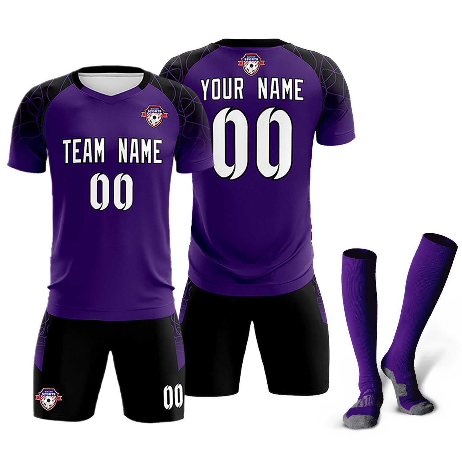 Custom Purple Classic Soccer Training Sets Jersey For Adults/Kids