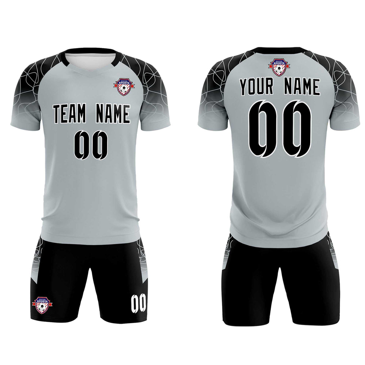 Custom Silver Classic Soccer Training Sets Jersey For Adults/Kids