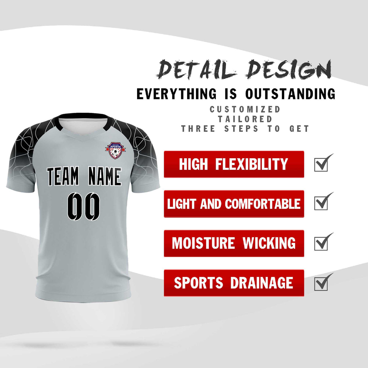 Custom Silver Classic Soccer Training Sets Jersey For Adults/Kids