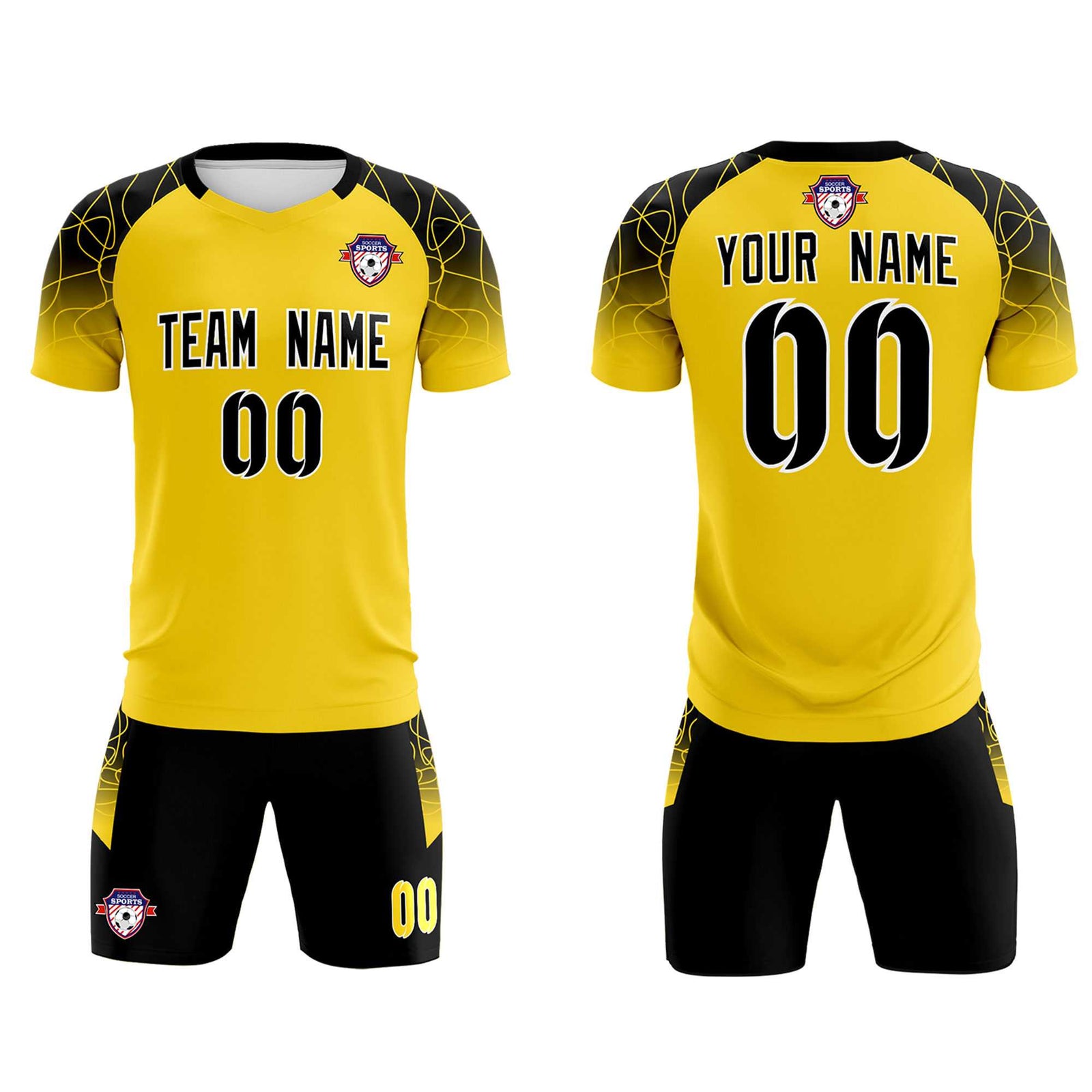 Custom Gold Classic Soccer Training Sets Jersey For Adults/Kids
