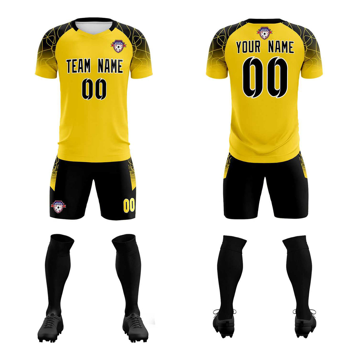 Custom Gold Classic Soccer Training Sets Jersey For Adults/Kids