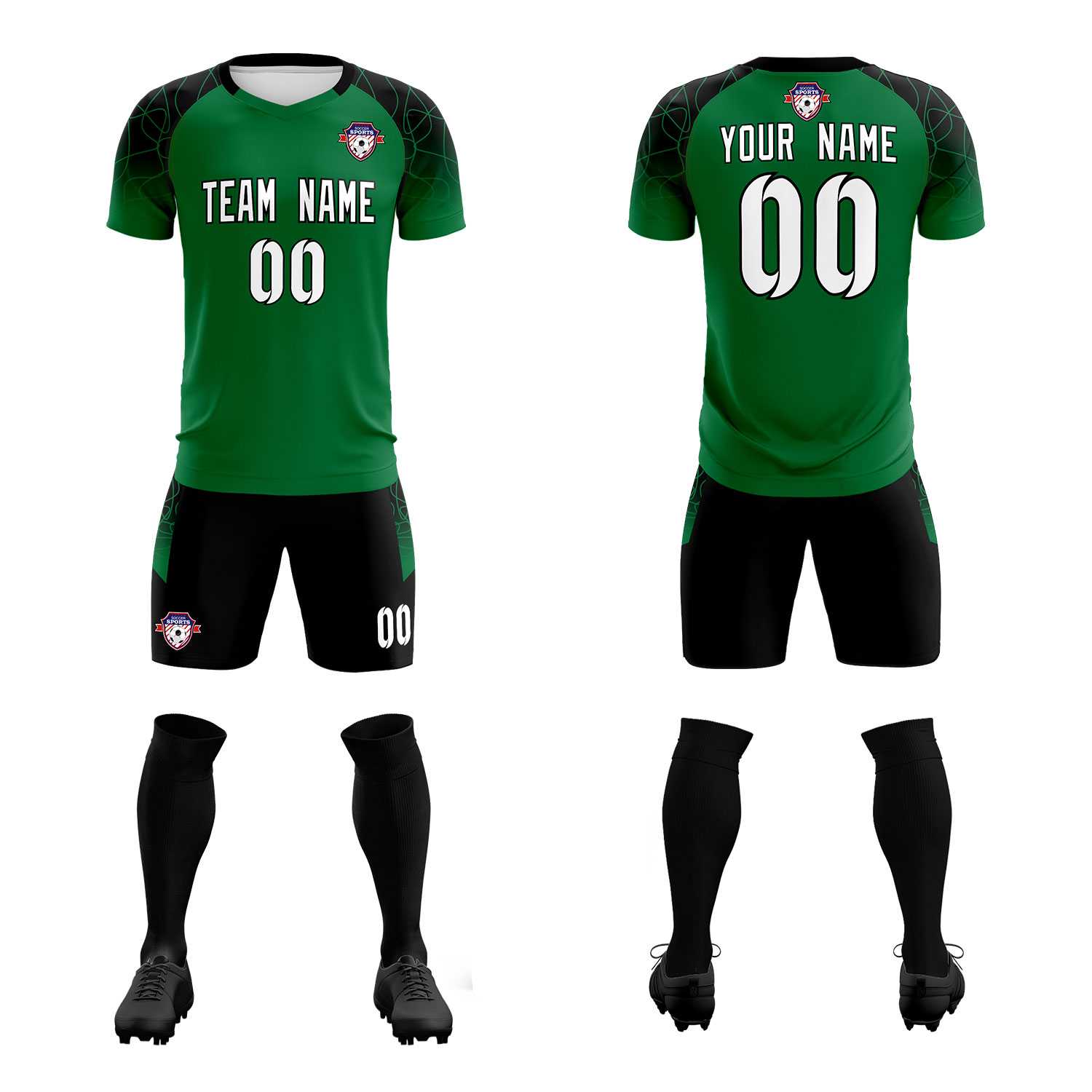 Custom Kelly Green Classic Soccer Training Sets Jersey For Adults/Kids