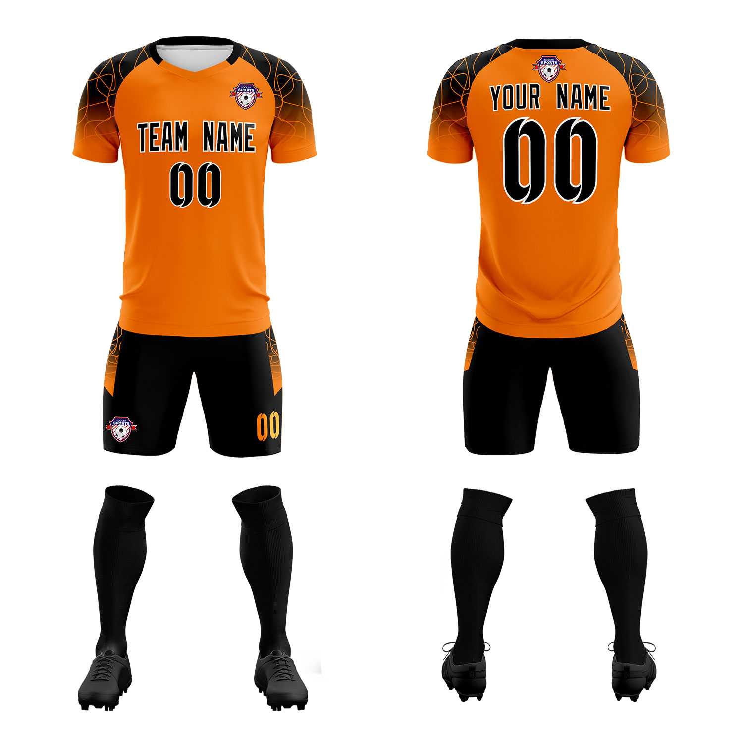 Custom Orange Classic Soccer Training Sets Jersey For Adults/Kids